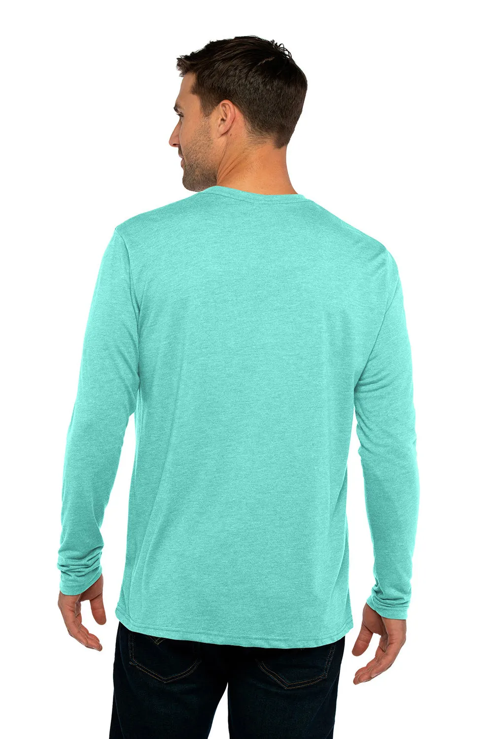 Next Level Mens Jersey Long Sleeve Crewneck T-Shirt - Tahiti Blue