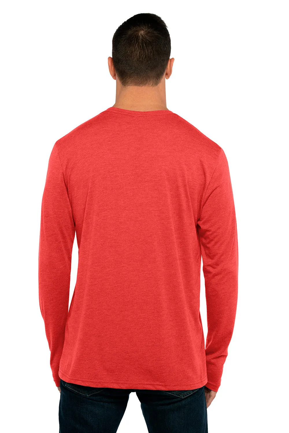 Next Level Mens Jersey Long Sleeve Crewneck T-Shirt - Vintage Red