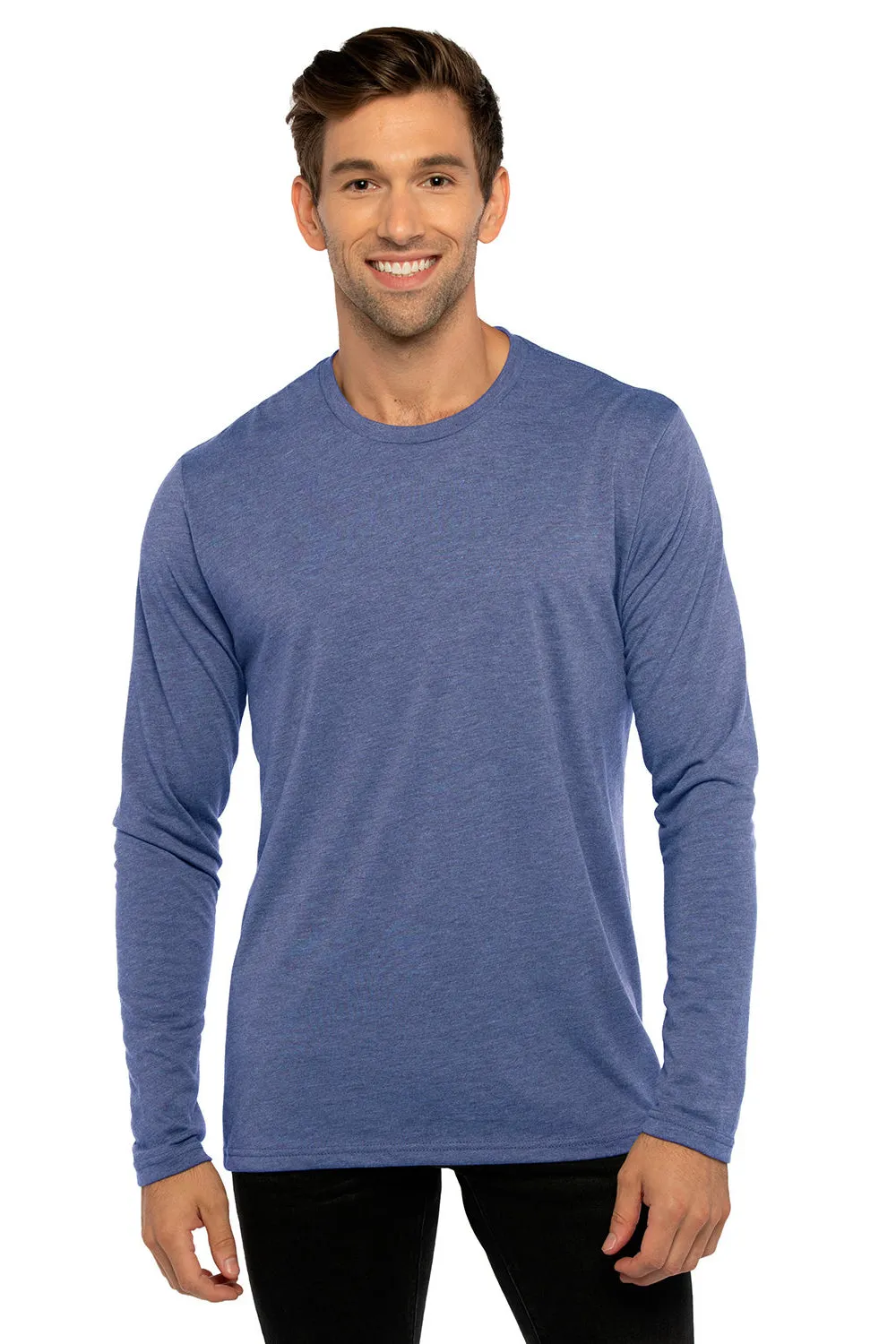 Next Level Mens Jersey Long Sleeve Crewneck T-Shirt - Vintage Royal Blue