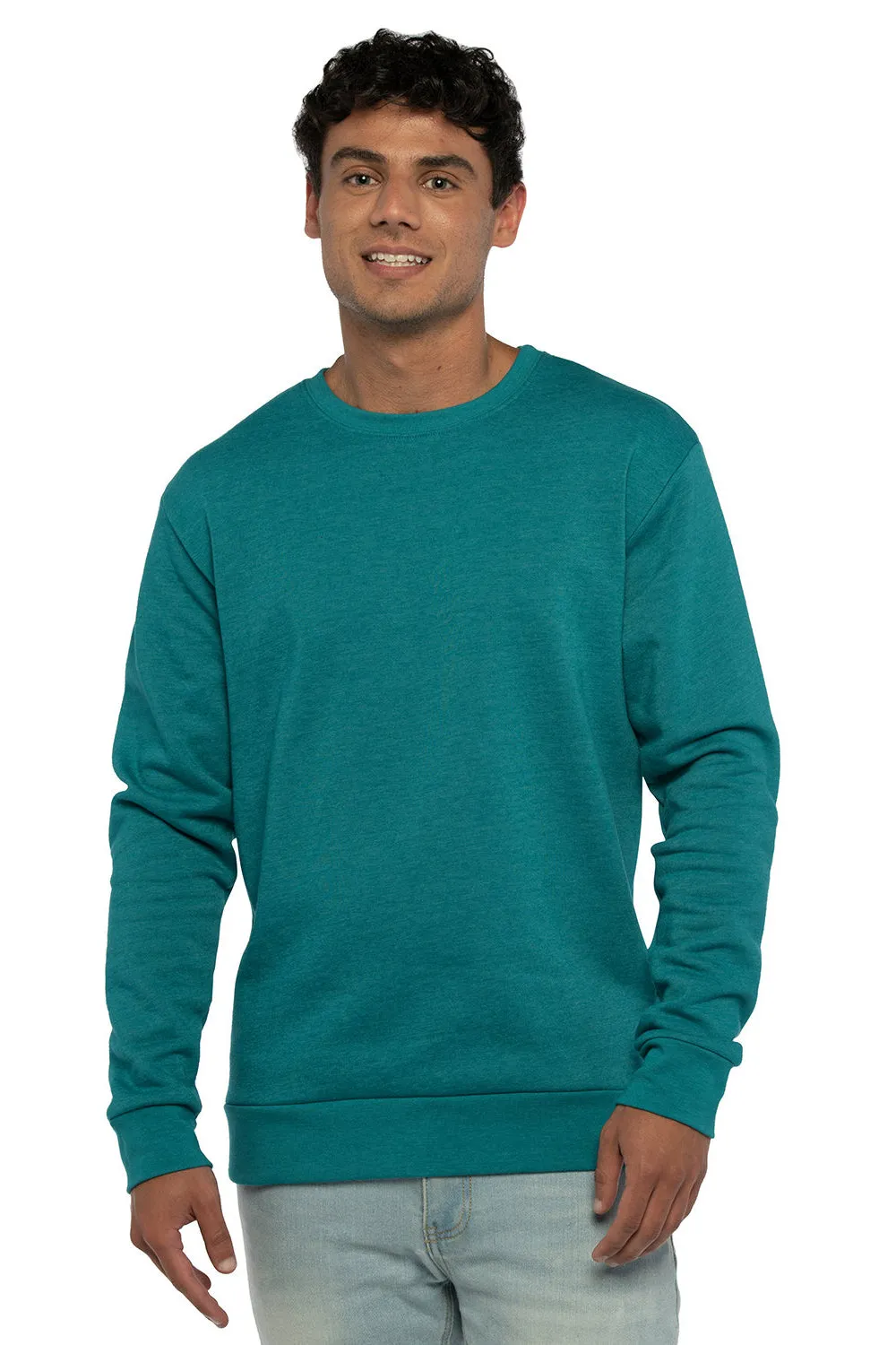 Next Level Mens PCH Crewneck Sweatshirt - Heather Teal Green