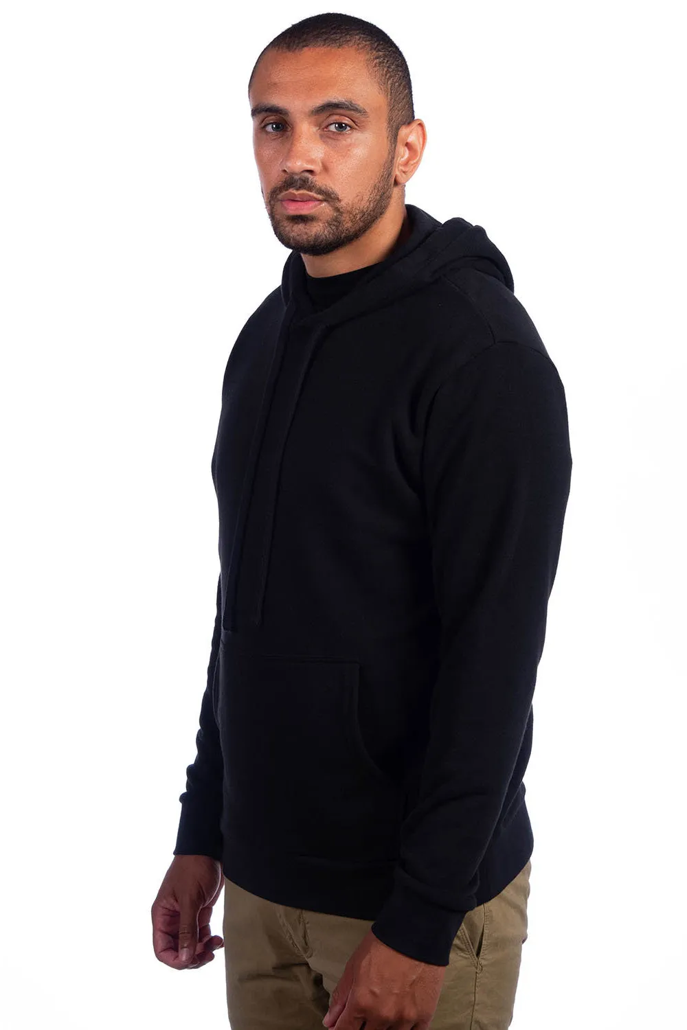 Next Level Mens Sueded French Terry Hooded Sweatshirt Hoodie w/ Pouch Pocket - Black