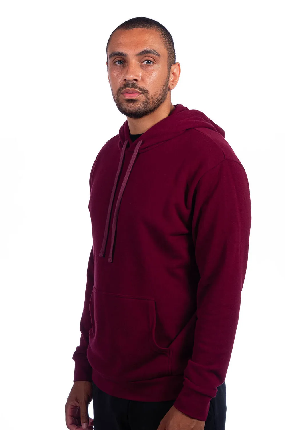Next Level Mens Sueded French Terry Hooded Sweatshirt Hoodie w/ Pouch Pocket - Maroon