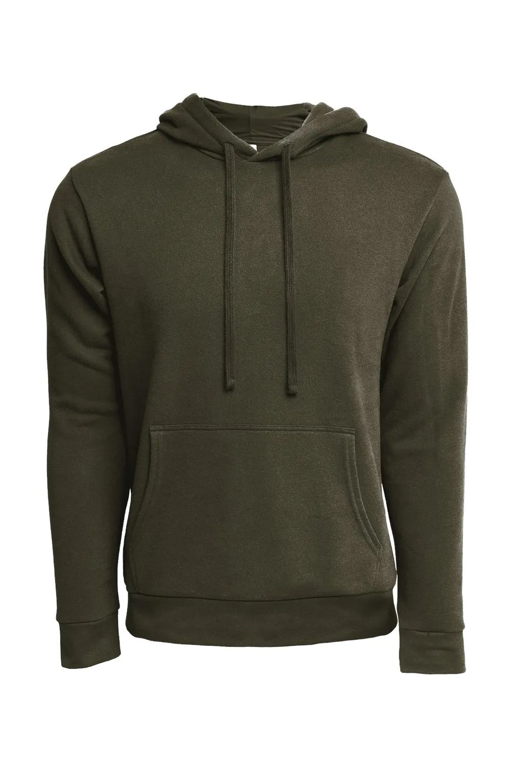 Next Level Mens Sueded French Terry Hooded Sweatshirt Hoodie w/ Pouch Pocket - Military Green