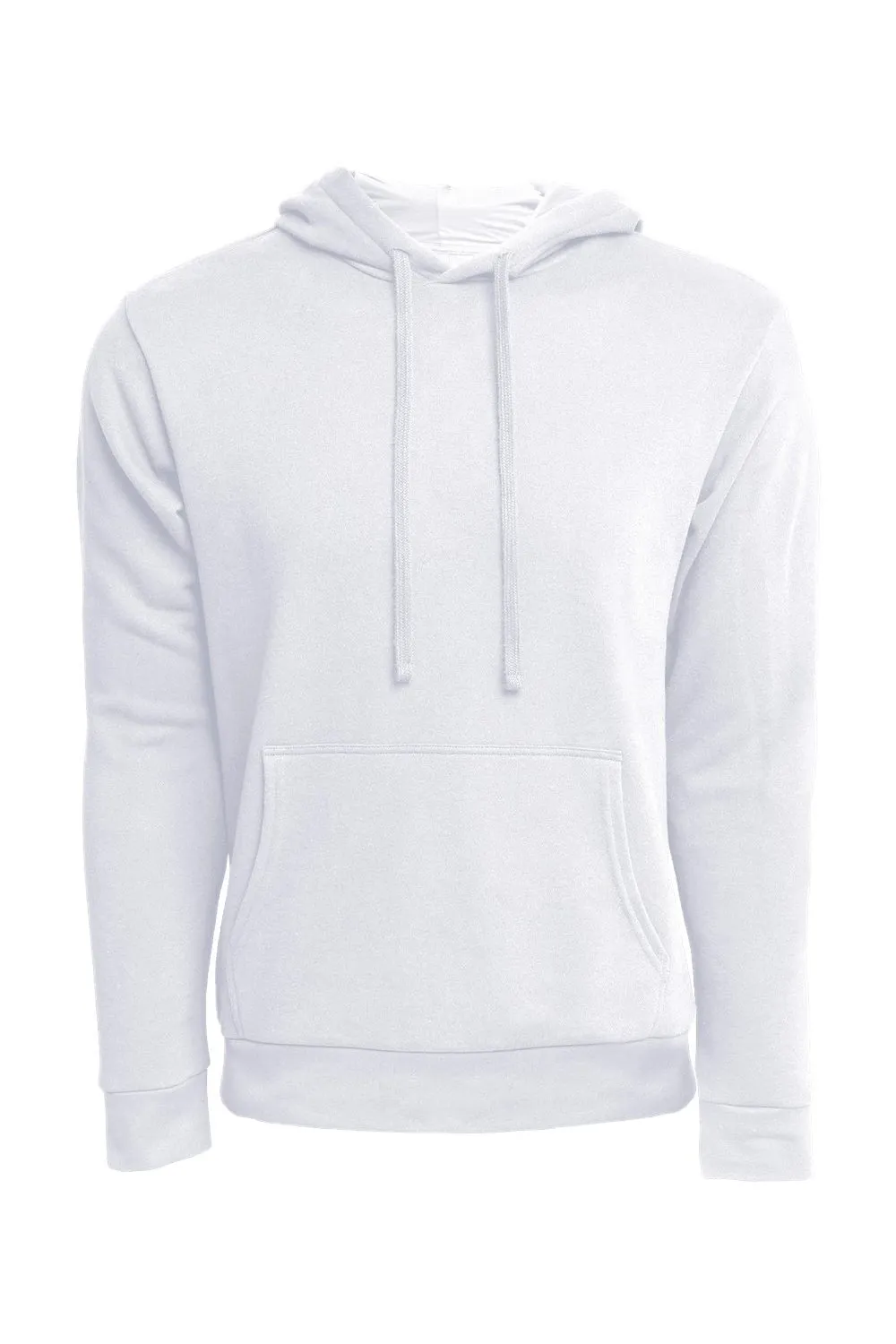 Next Level Mens Sueded French Terry Hooded Sweatshirt Hoodie w/ Pouch Pocket - White