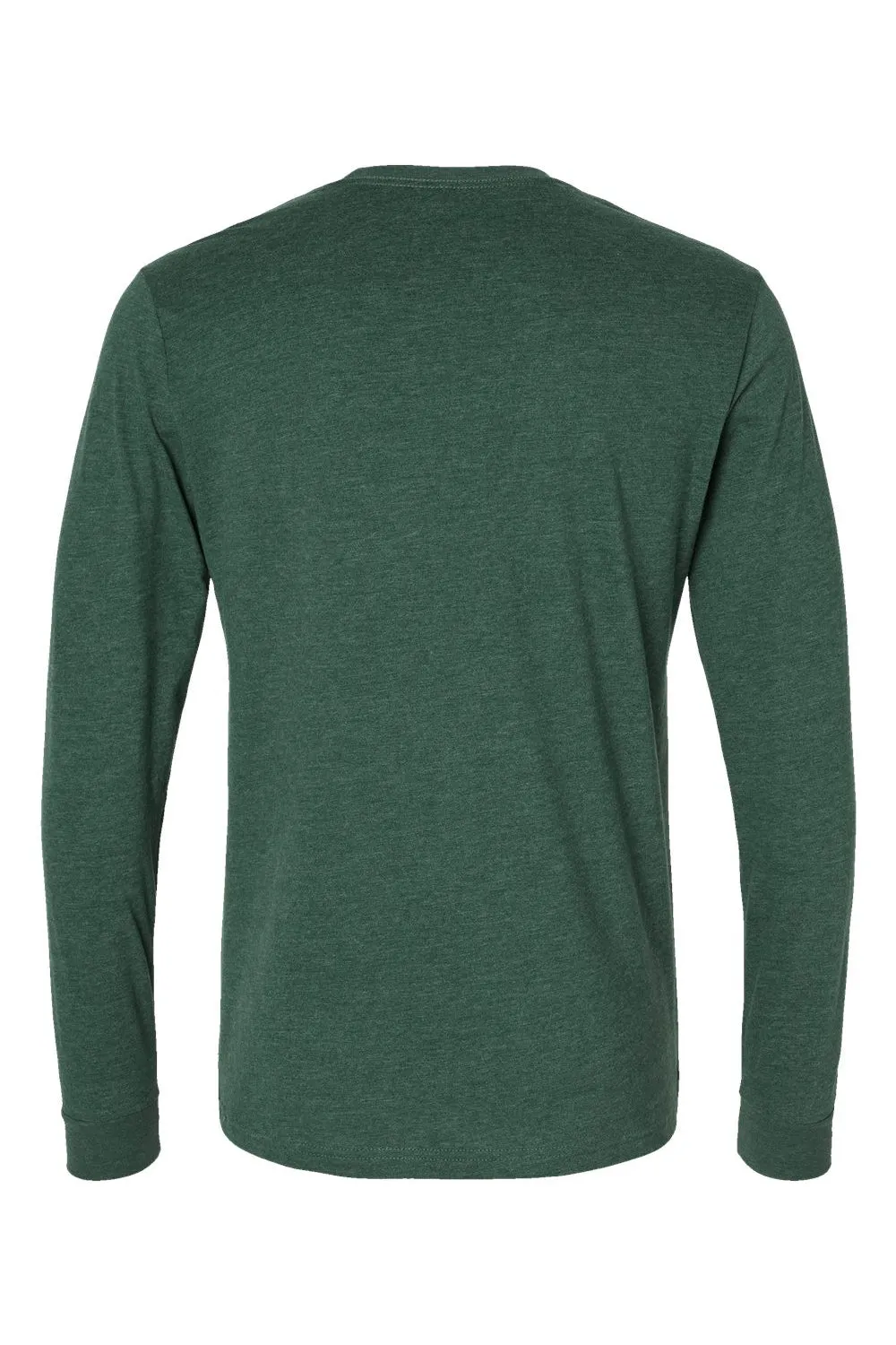 Next Level Mens Sueded Jersey Long Sleeve Crewneck T-Shirt - Heather Forest Green