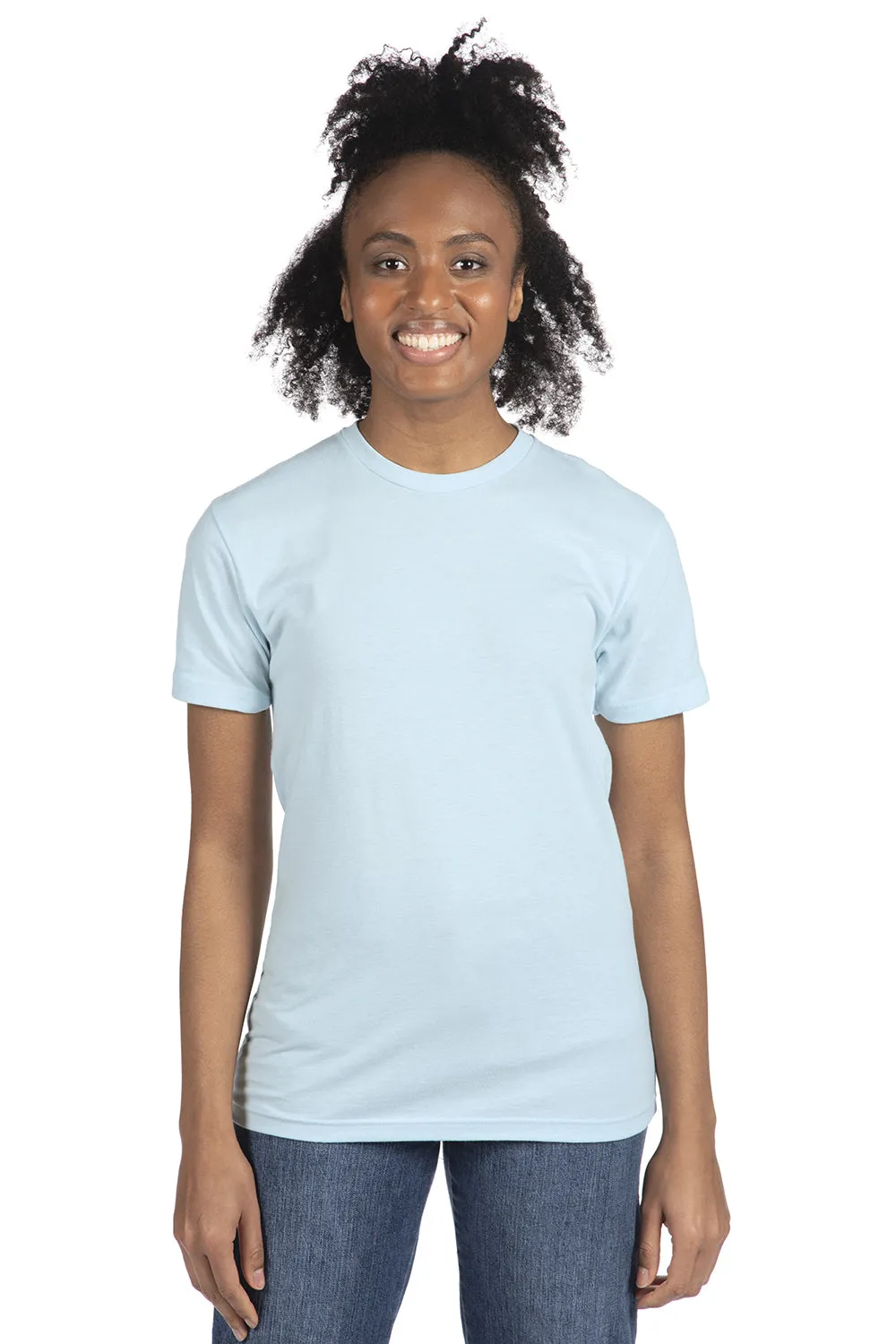 Next Level Mens Sueded Jersey Short Sleeve Crewneck T-Shirt - Light Blue