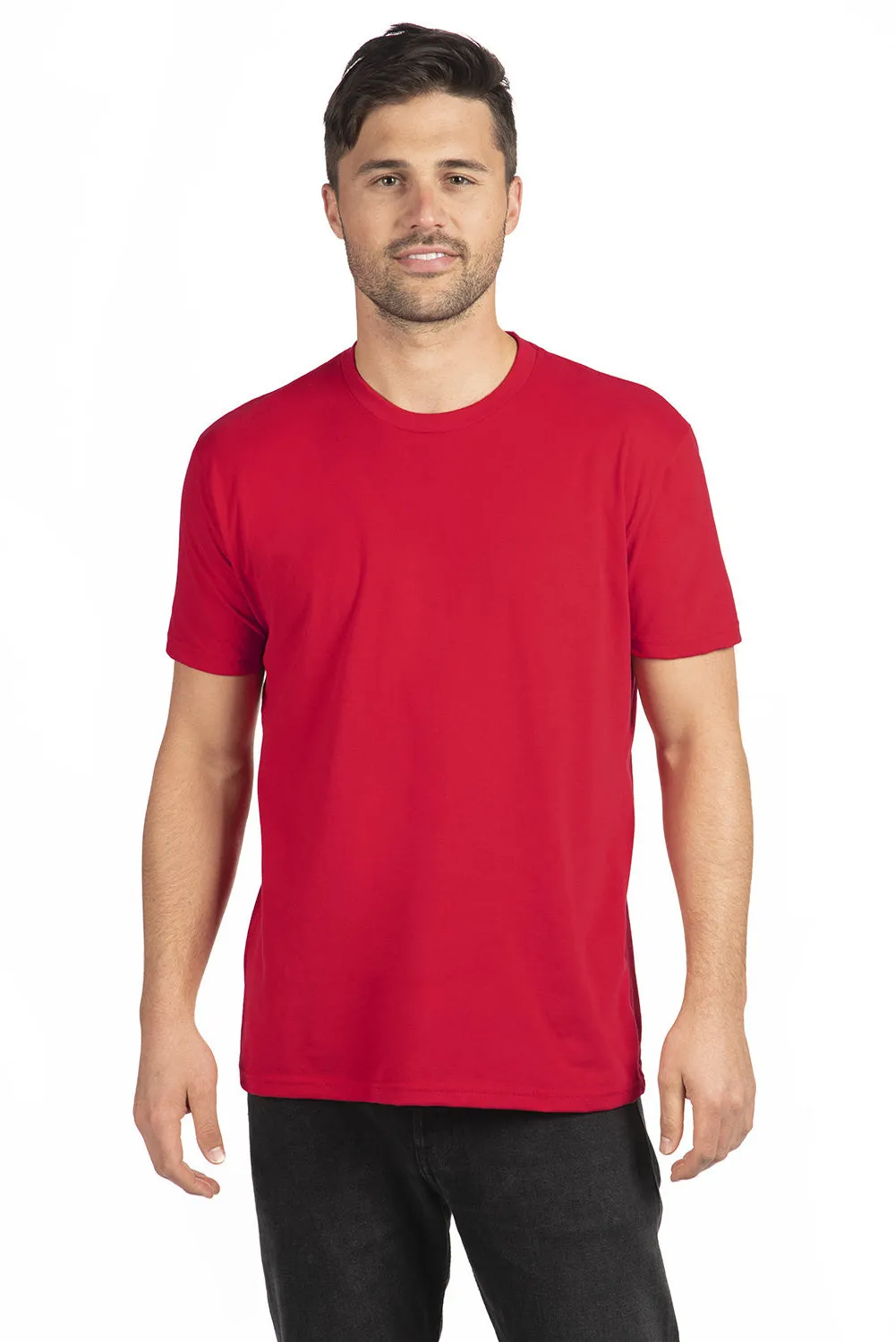 Next Level Mens Sueded Jersey Short Sleeve Crewneck T-Shirt - Red