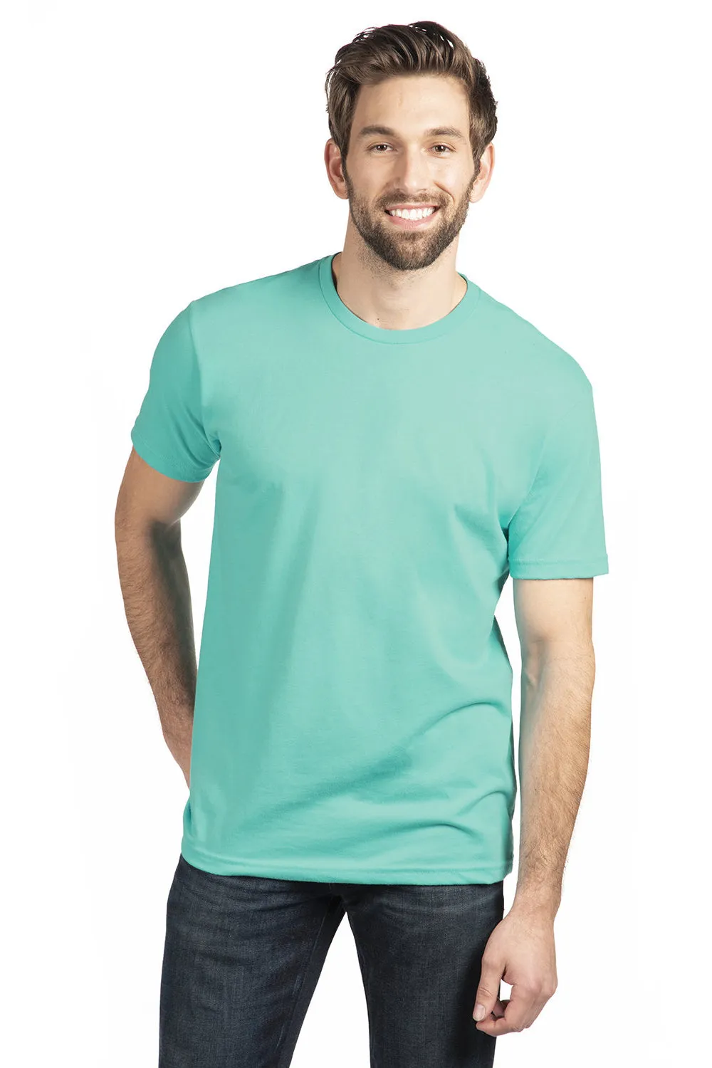 Next Level Mens Sueded Jersey Short Sleeve Crewneck T-Shirt - Tahiti Blue