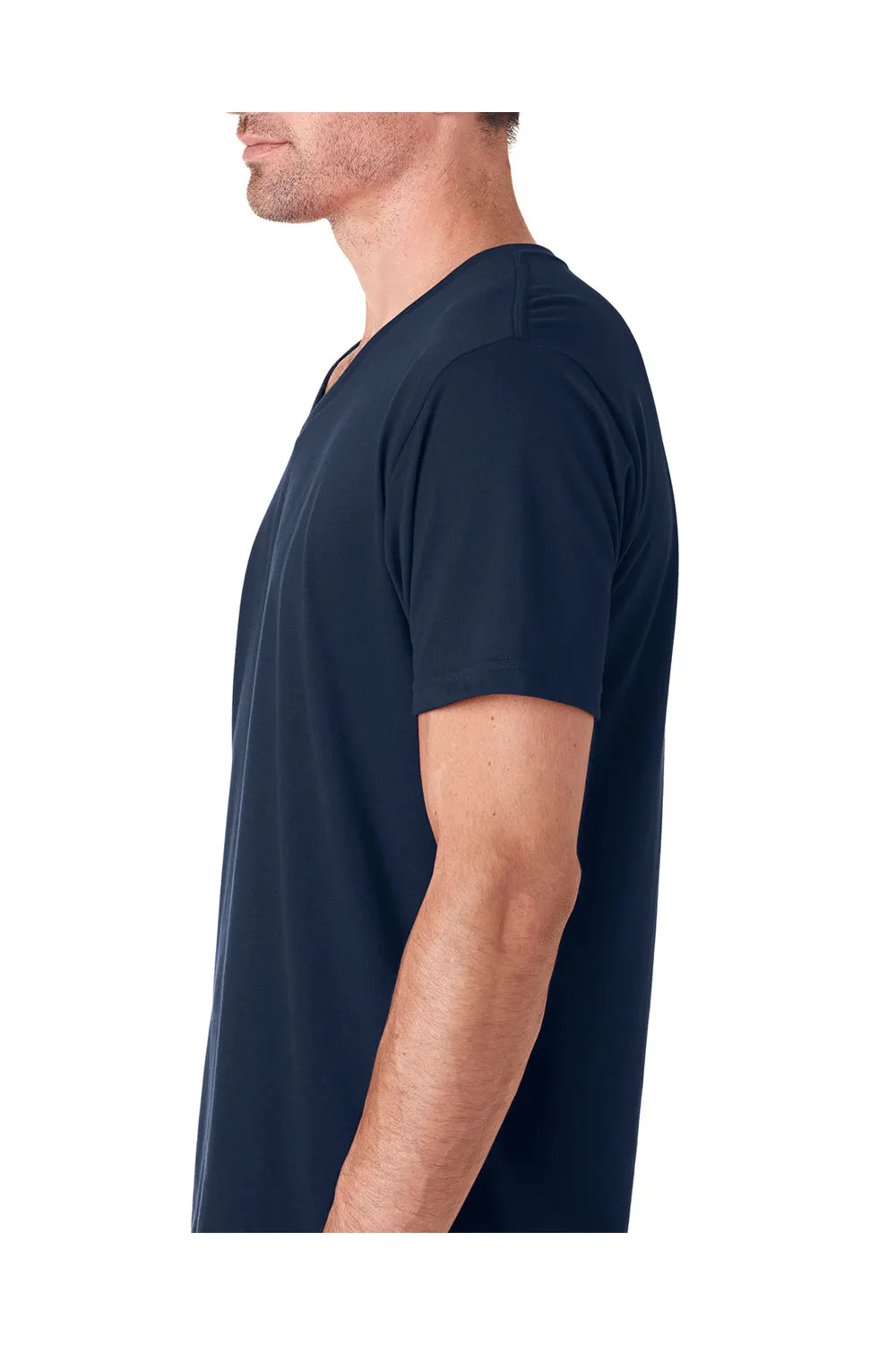 Next Level Mens Sueded Jersey Short Sleeve V-Neck T-Shirt - Midnight Navy Blue