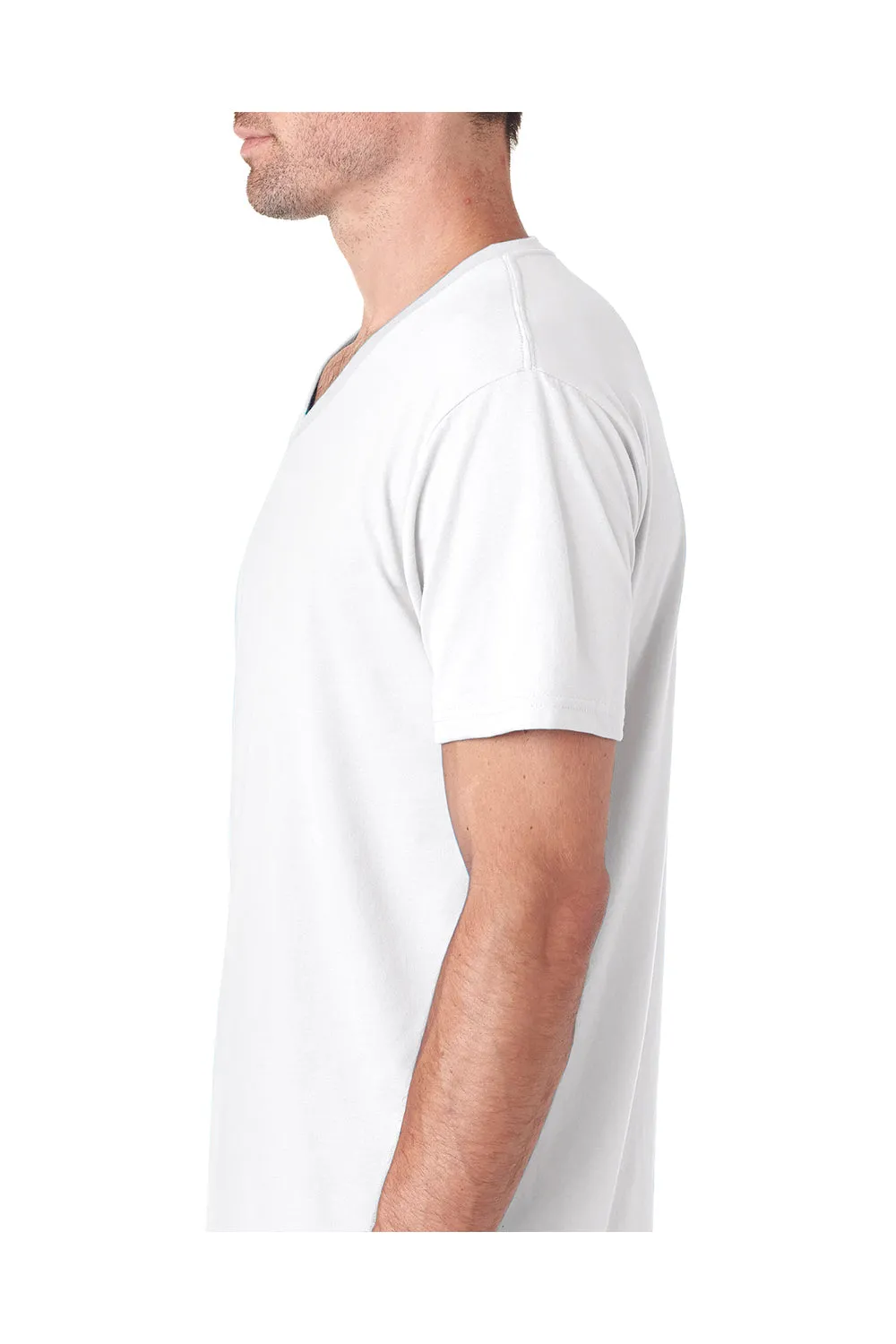 Next Level Mens Sueded Jersey Short Sleeve V-Neck T-Shirt - White