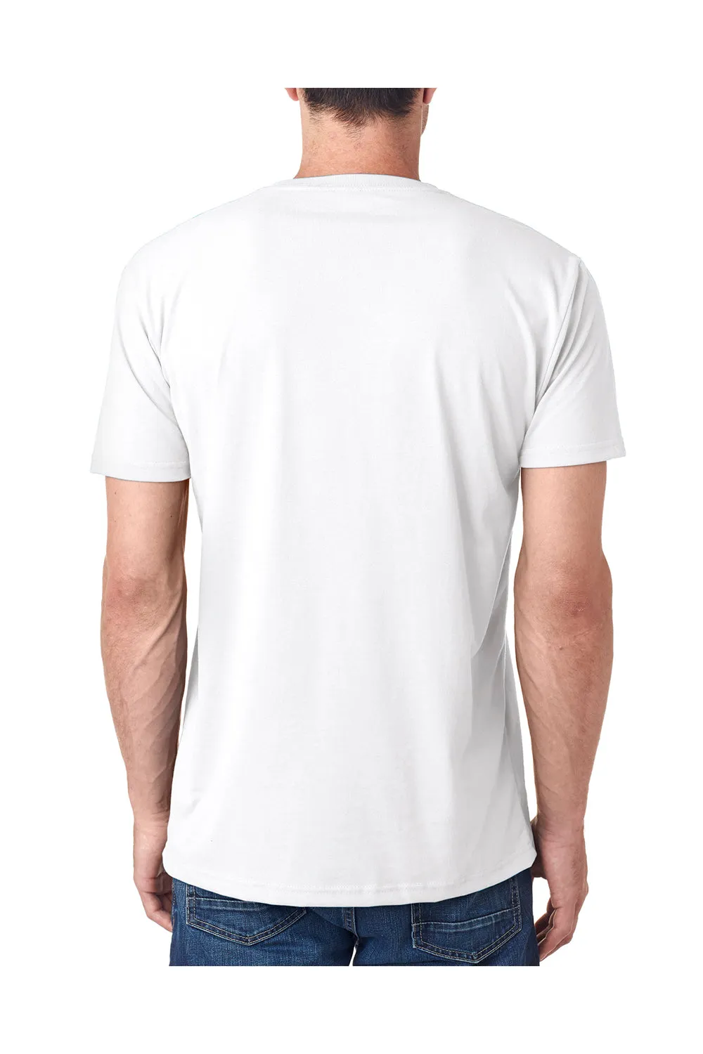 Next Level Mens Sueded Jersey Short Sleeve V-Neck T-Shirt - White
