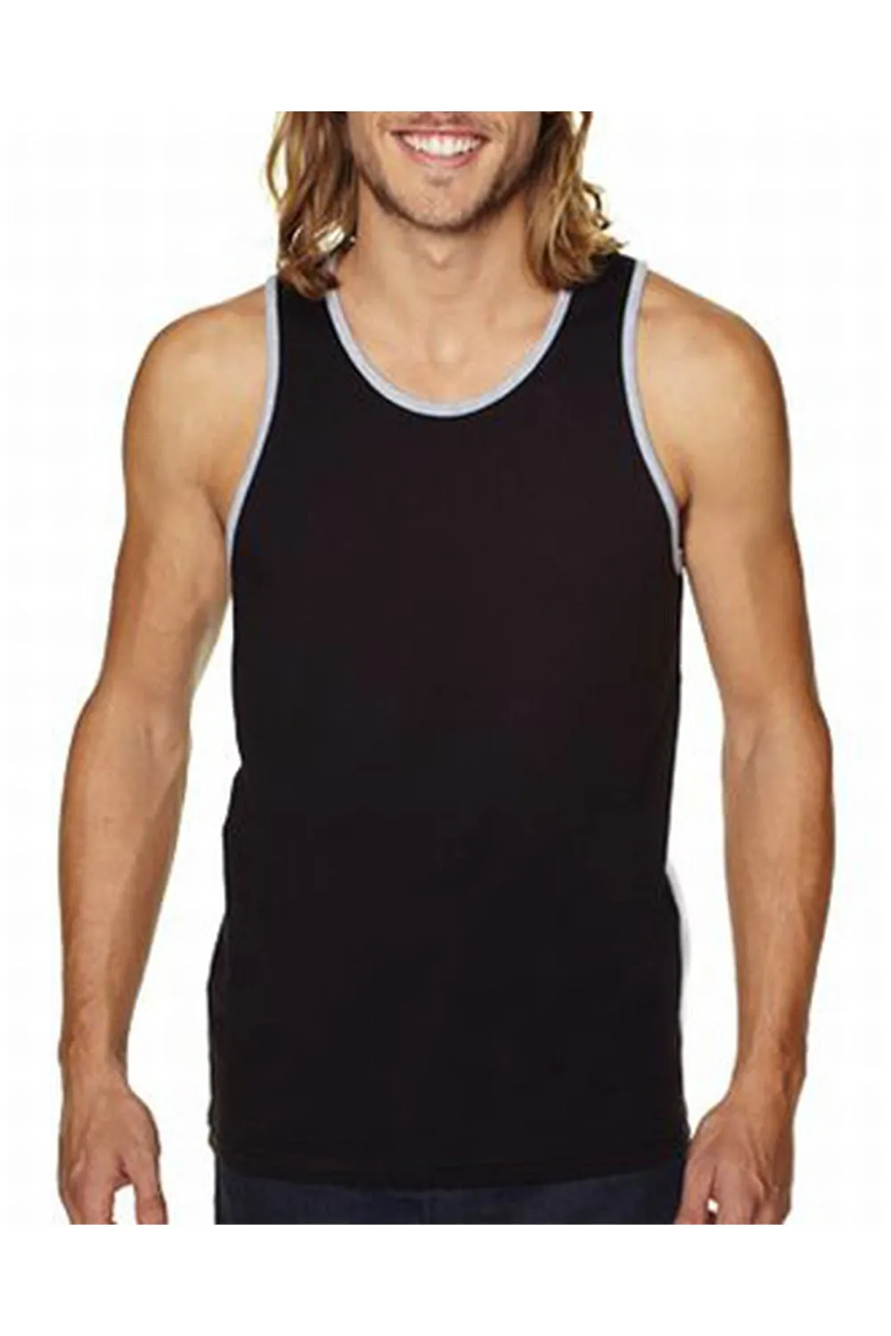 Next Level Mens Tank Top - Black/Heather Grey