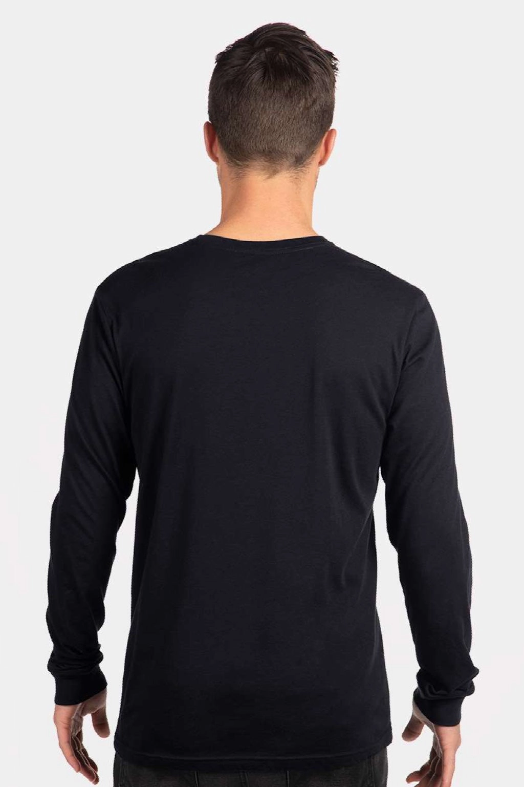 Next Level Mens CVC Long Sleeve Crewneck T-Shirt - Black
