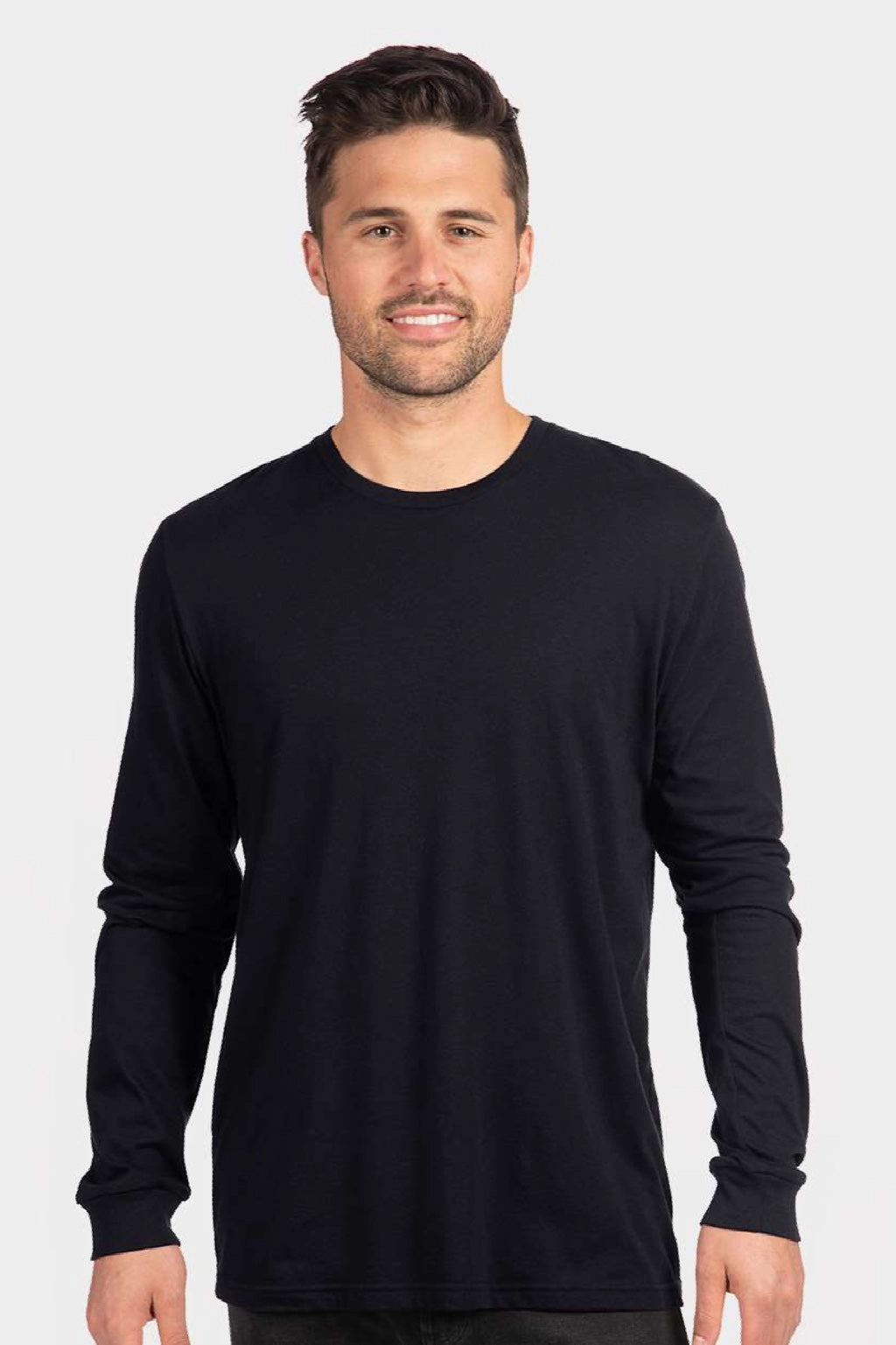 Next Level Mens CVC Long Sleeve Crewneck T-Shirt - Black