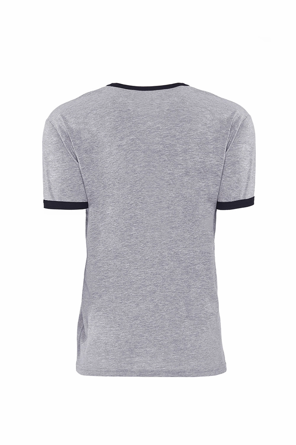 Next Level Mens Fine Jersey Ringer Short Sleeve Crewneck T-Shirt - Heather Grey/Black