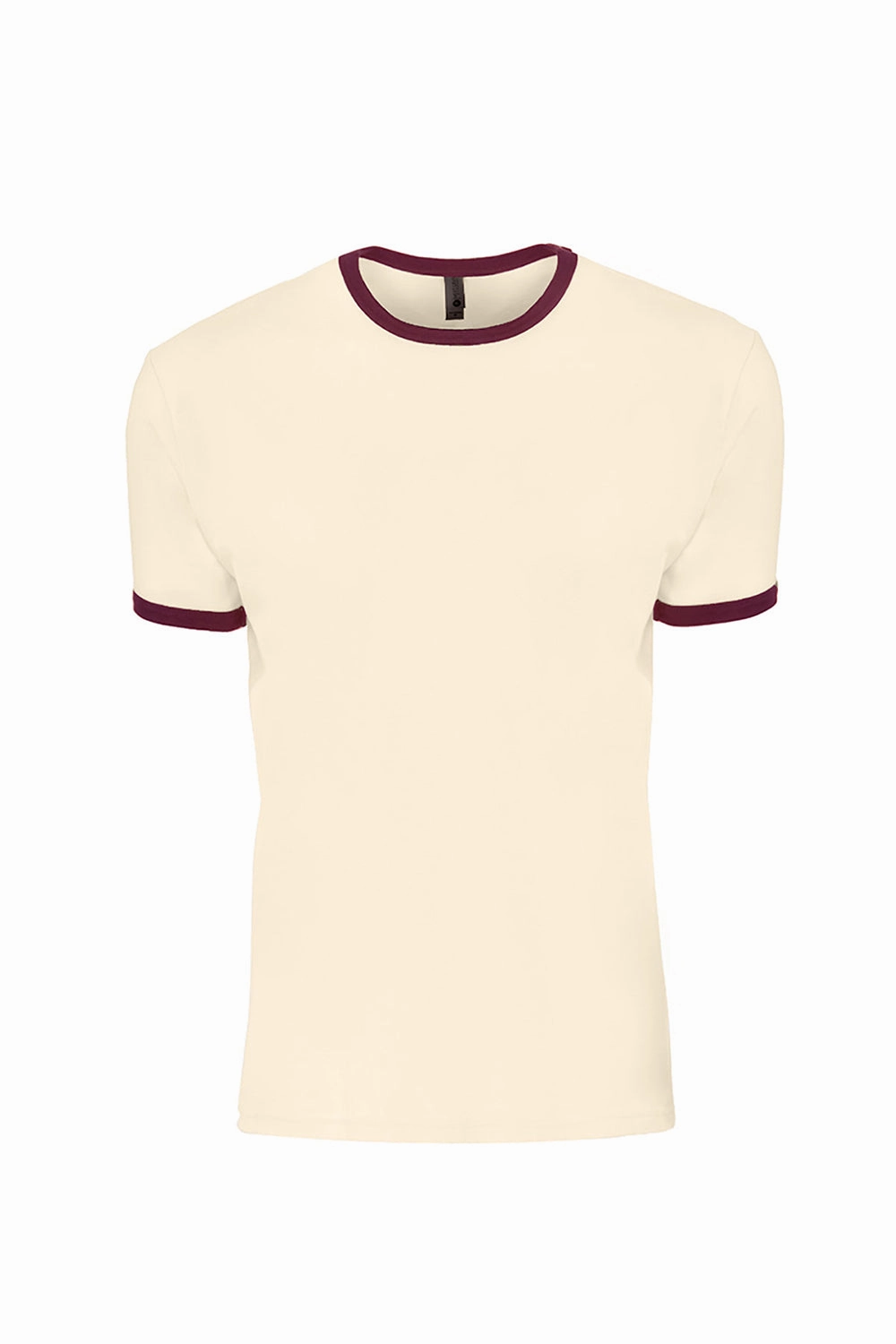 Next Level Mens Fine Jersey Ringer Short Sleeve Crewneck T-Shirt - Natural/Maroon