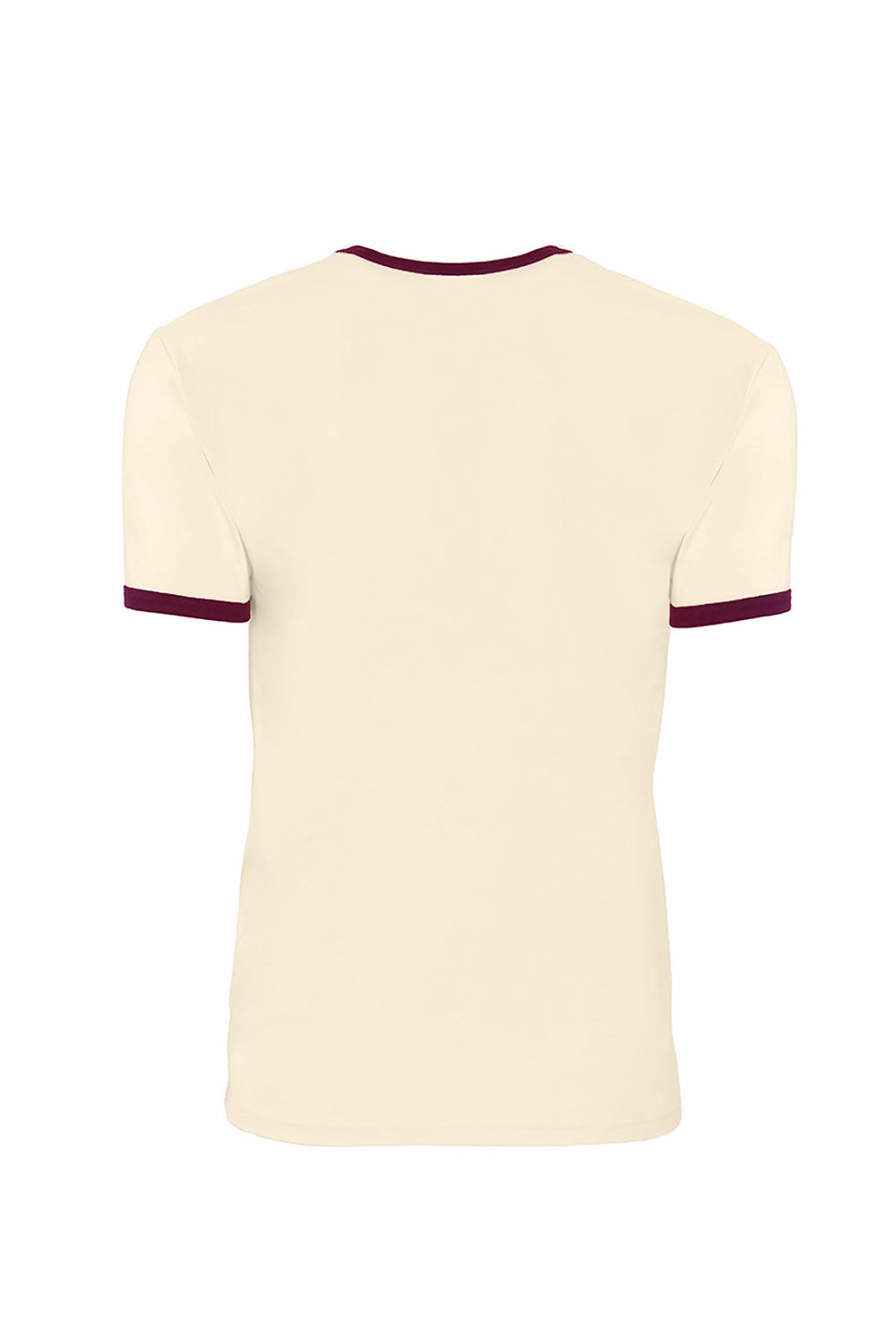 Next Level Mens Fine Jersey Ringer Short Sleeve Crewneck T-Shirt - Natural/Maroon