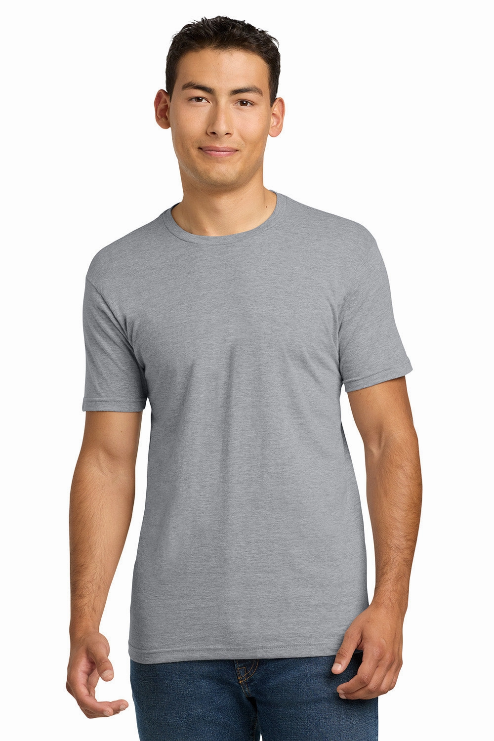 Next Level Mens Fine Jersey Short Sleeve Crewneck T-Shirt - Heather Grey