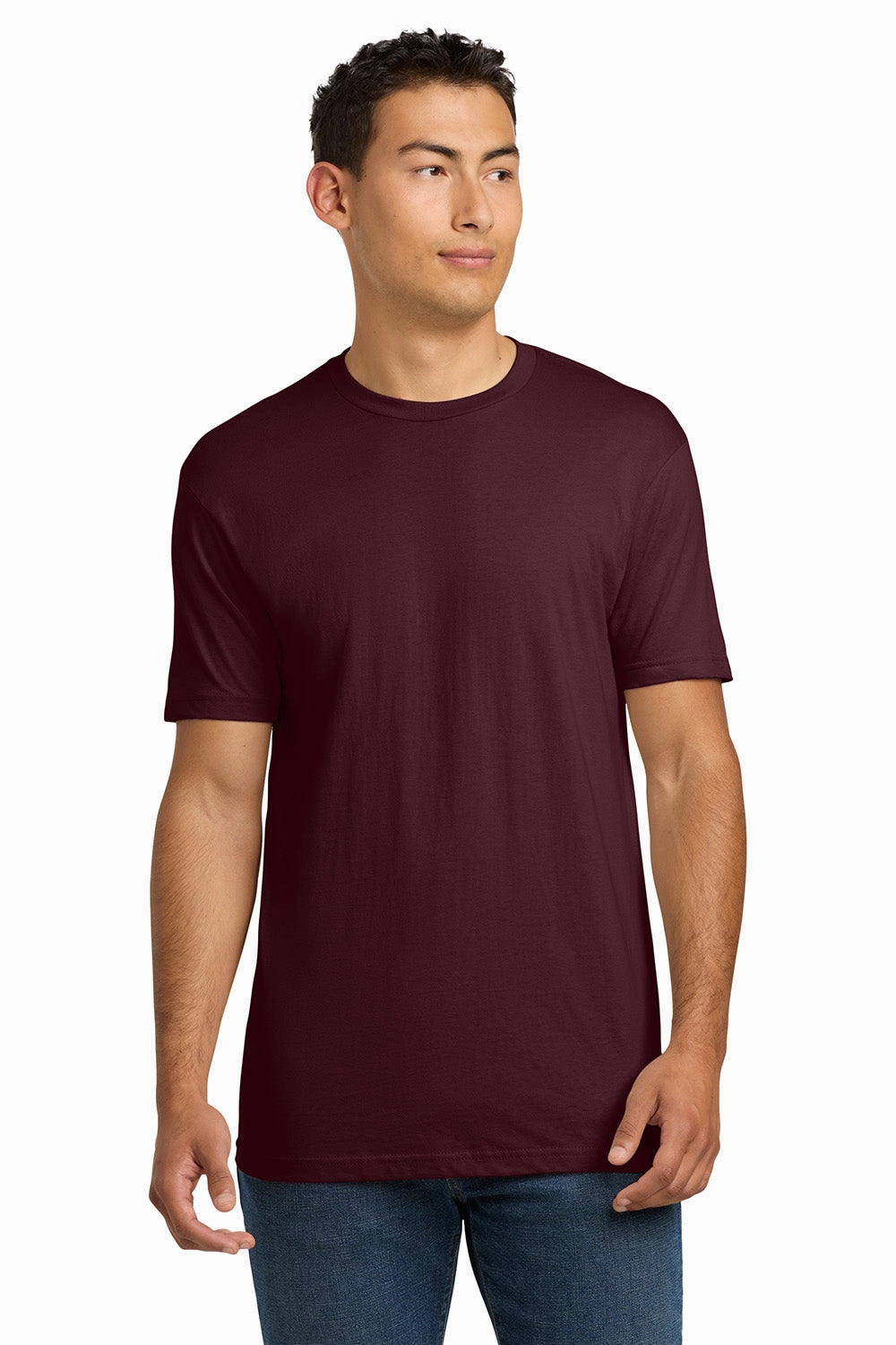 Next Level Mens Fine Jersey Short Sleeve Crewneck T-Shirt - Maroon