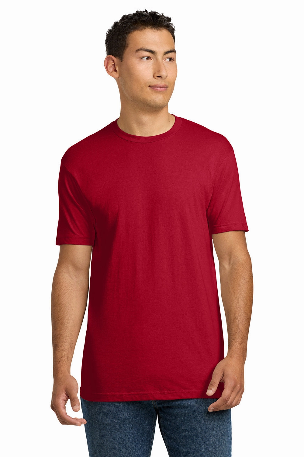 Next Level Mens Fine Jersey Short Sleeve Crewneck T-Shirt - Red