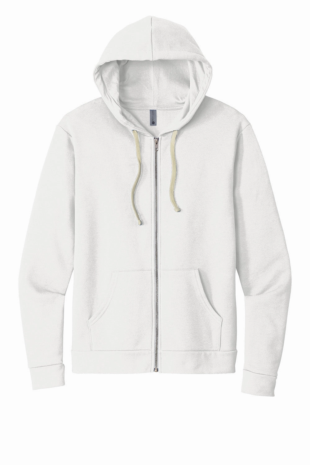 Next Level Mens Fleece Full Zip Hooded Sweatshirt Hoodie w/ Pockets - White