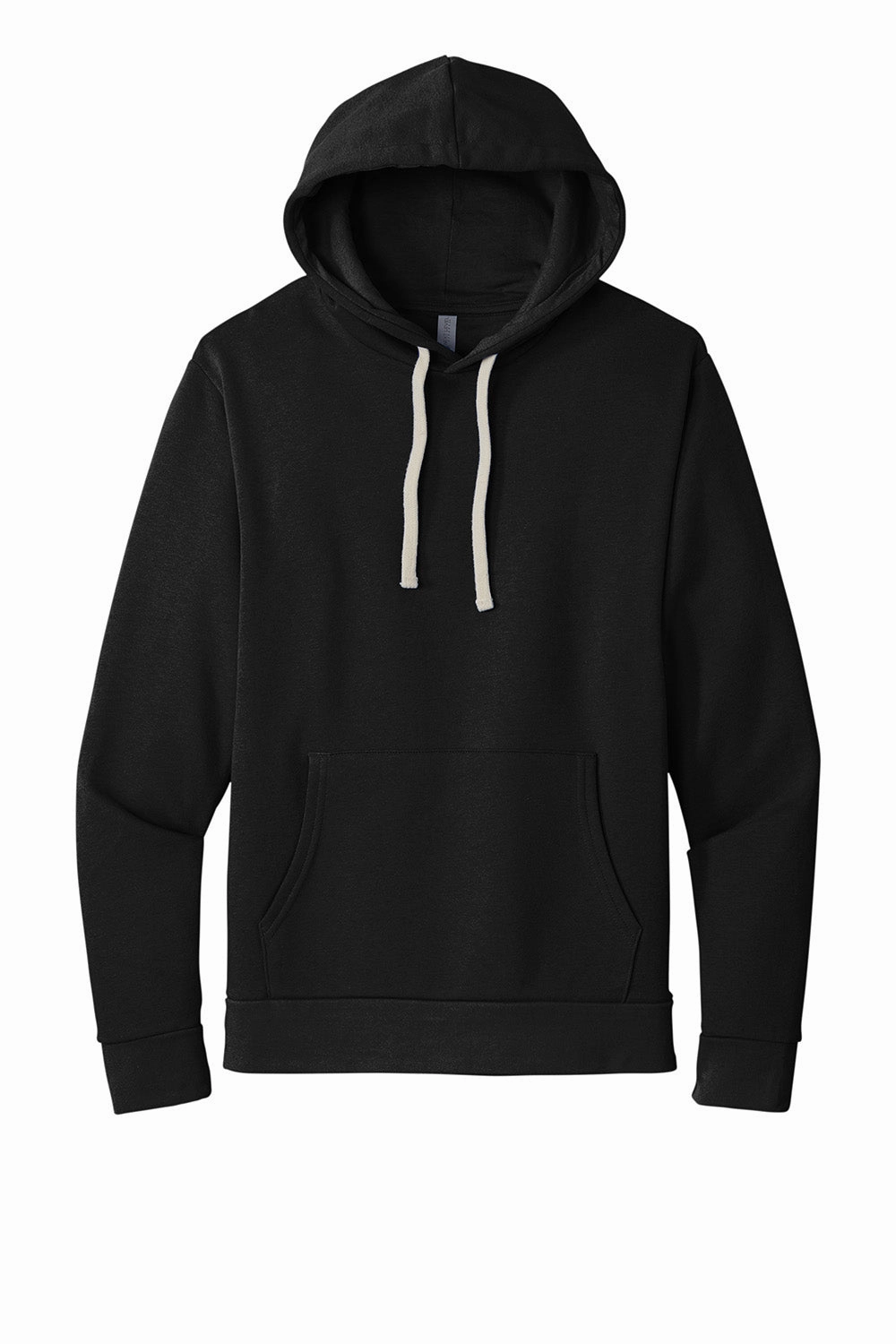 Next Level Mens Fleece Hooded Sweatshirt Hoodie w/ Pouch Pocket - Black On Black