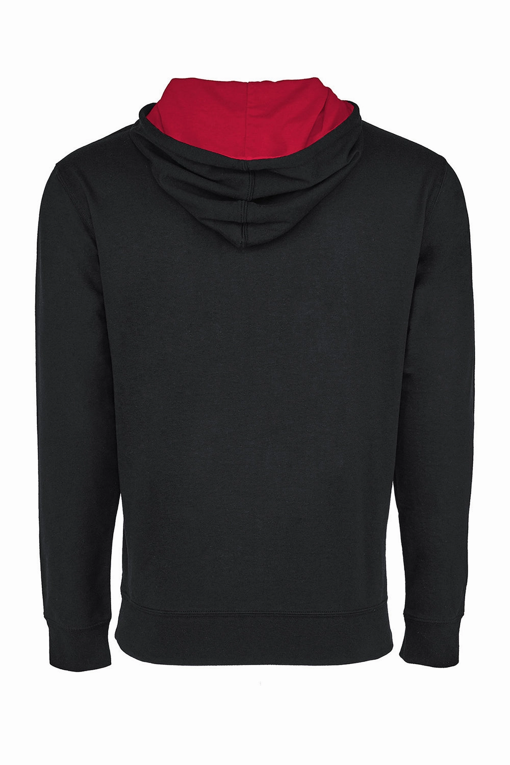 Next Level Mens French Terry Fleece Hooded Sweatshirt Hoodie w/ Pouch Pocket - Black/Red