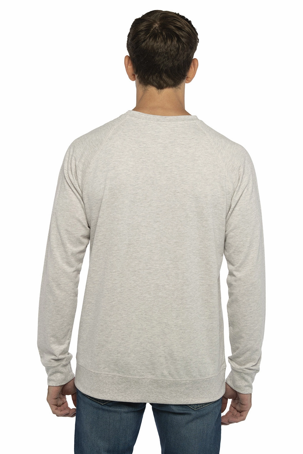 Next Level Mens French Terry Long Sleeve Crewneck T-Shirt - Oatmeal