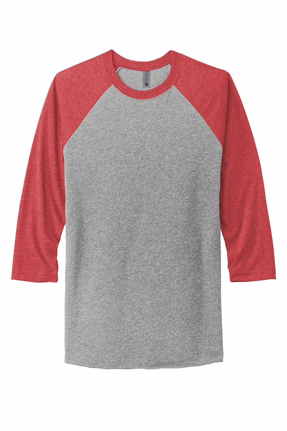 Next Level Mens Jersey 3/4 Sleeve Crewneck T-Shirt - Heather Grey/Vintage Red