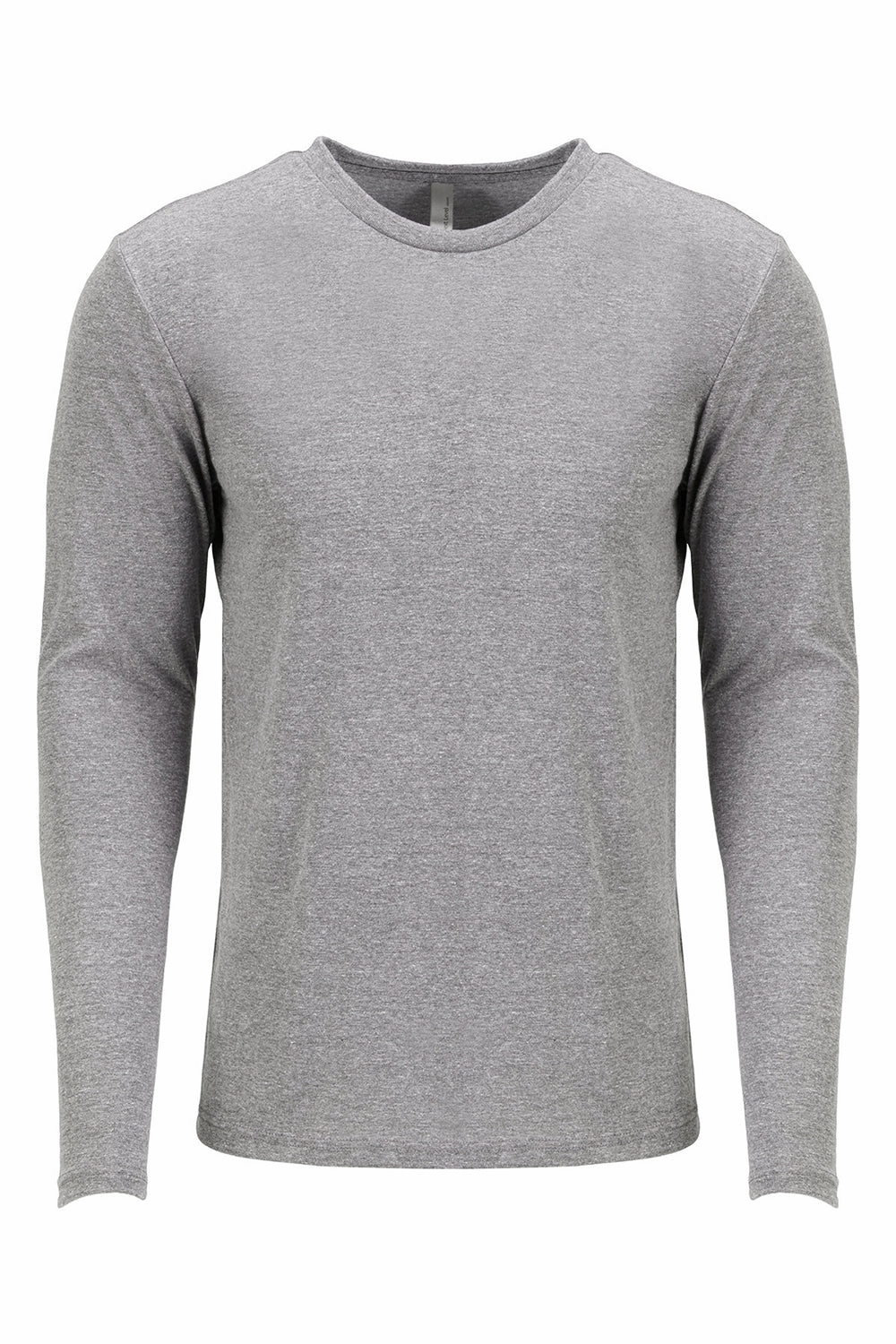 Next Level Mens Jersey Long Sleeve Crewneck T-Shirt - Heather Grey