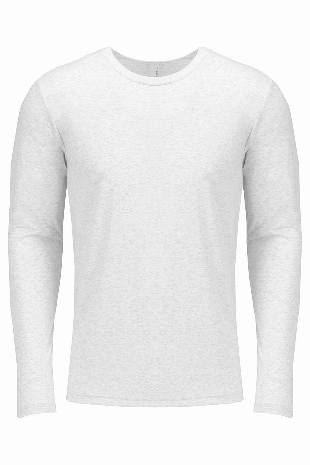 Next Level Mens Jersey Long Sleeve Crewneck T-Shirt - Heather White