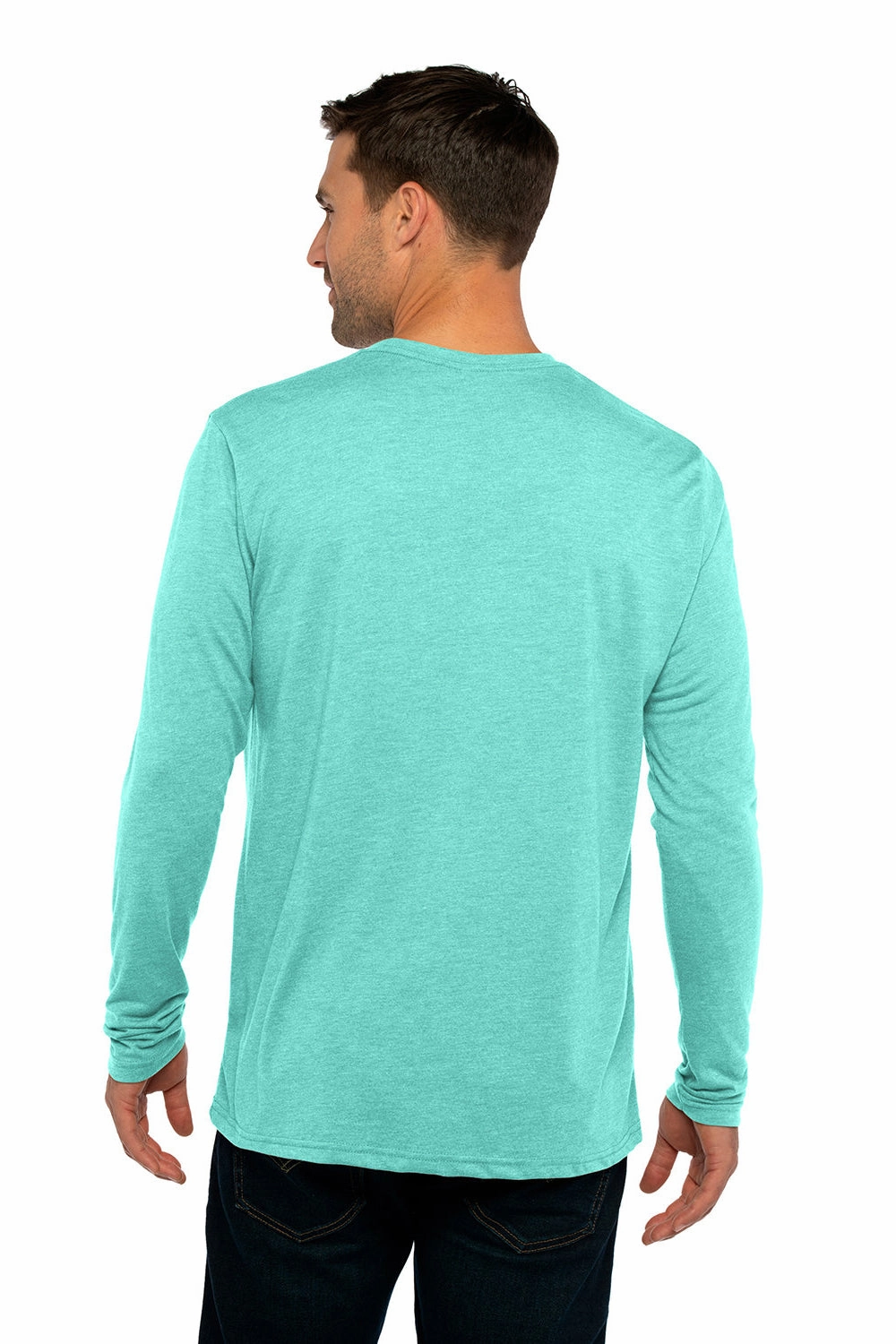Next Level Mens Jersey Long Sleeve Crewneck T-Shirt - Tahiti Blue