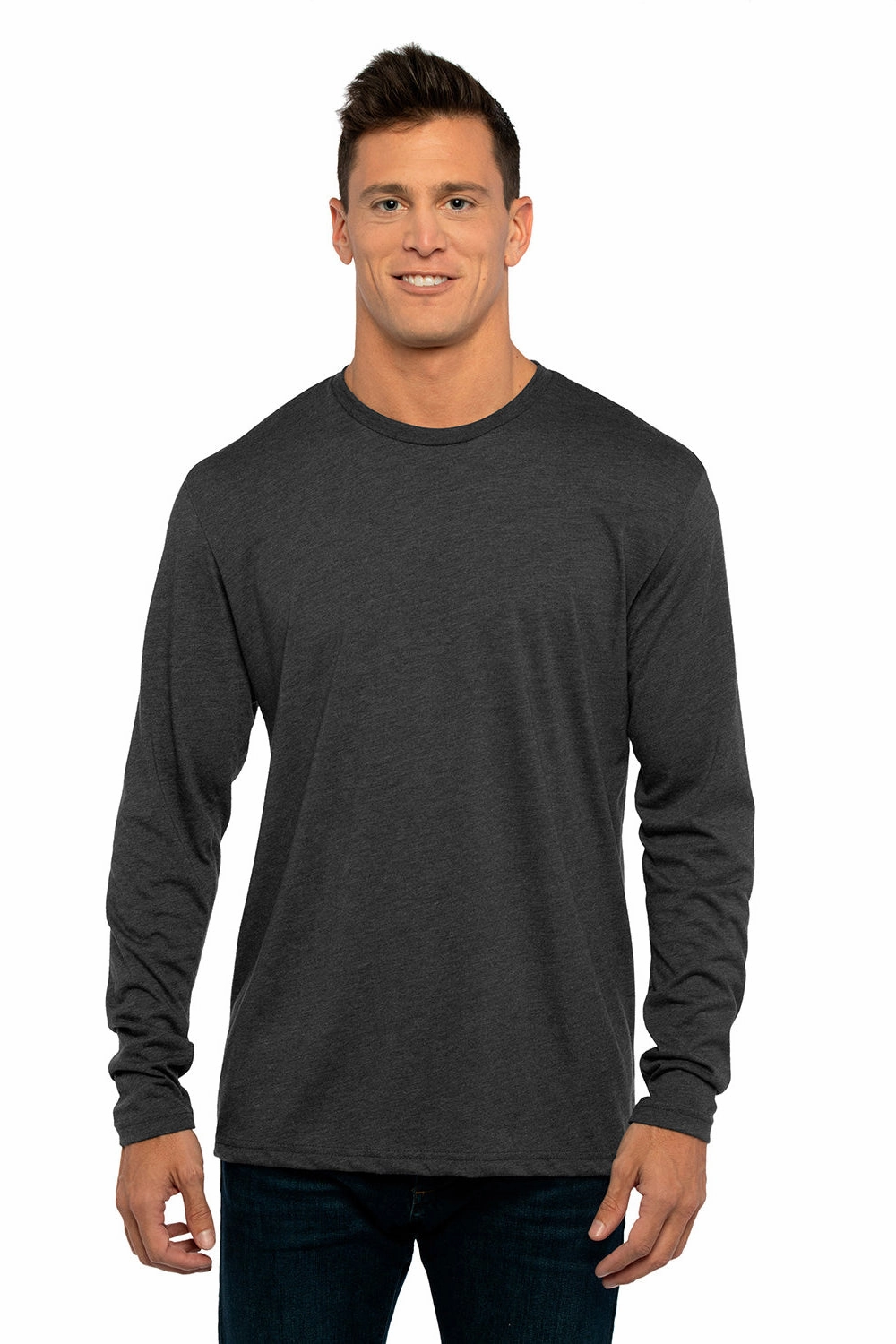 Next Level Mens Jersey Long Sleeve Crewneck T-Shirt - Vintage Black