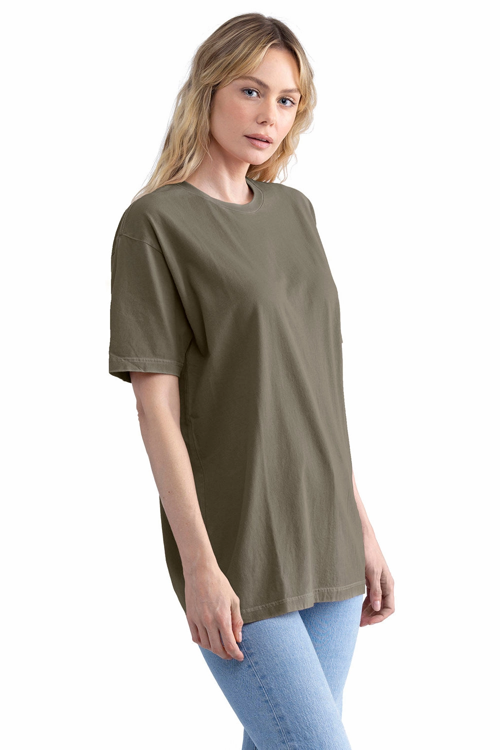 Next Level Mens Soft Wash Short Sleeve Crewneck T-Shirt - Military Green