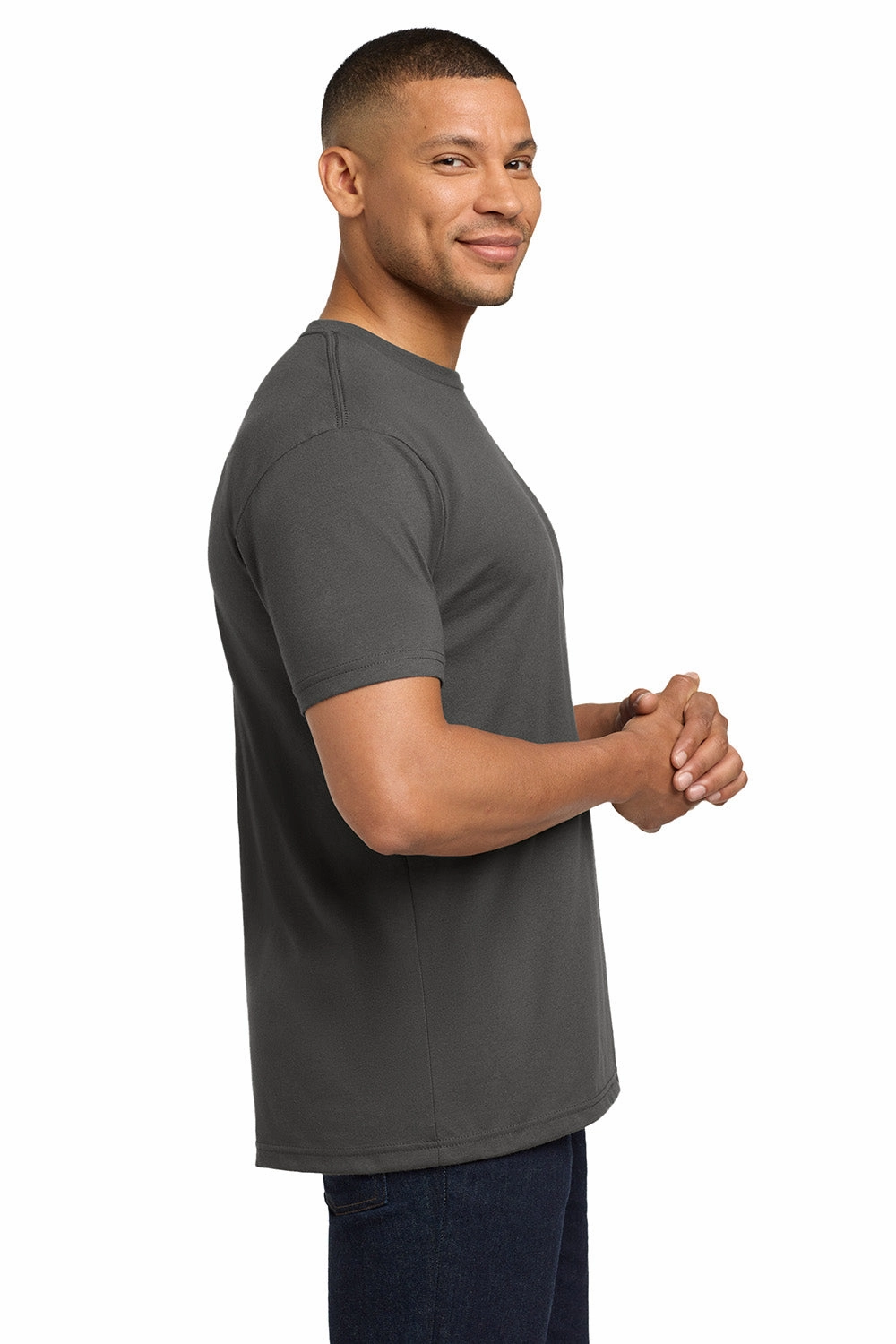Next Level Mens Sueded Jersey Short Sleeve Crewneck T-Shirt - Heavy Metal Grey
