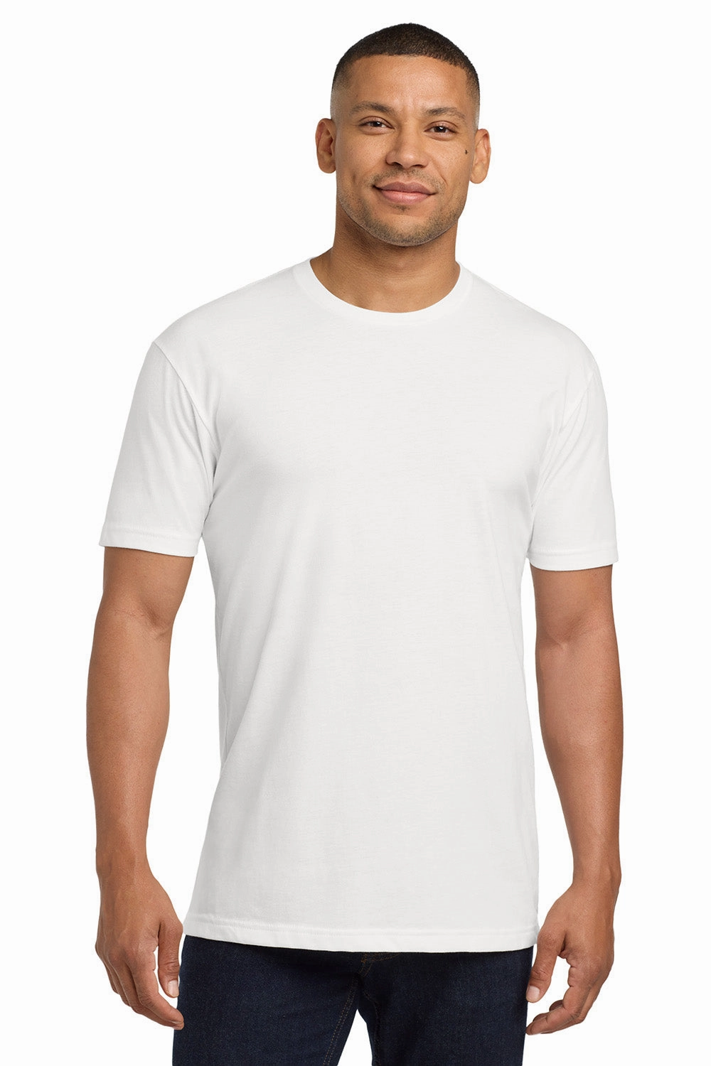 Next Level Mens Sueded Jersey Short Sleeve Crewneck T-Shirt - White