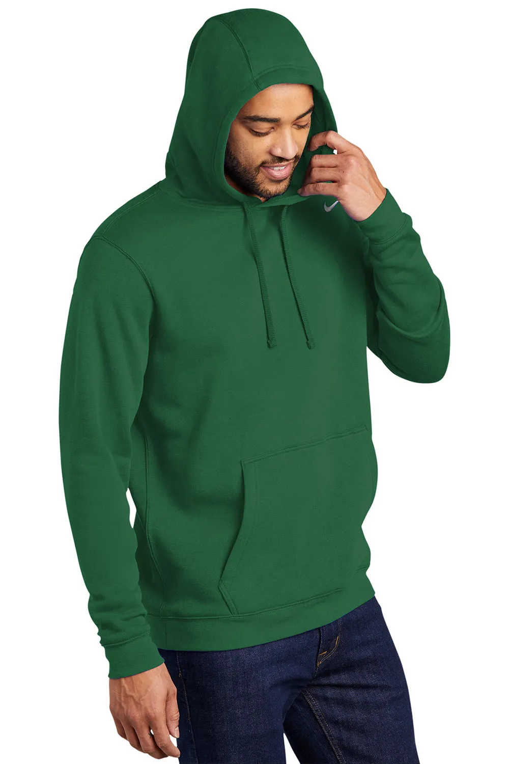 Nike Mens Club Fleece Hooded Sweatshirt Hoodie w/ Pouch Pocket - Dark Green