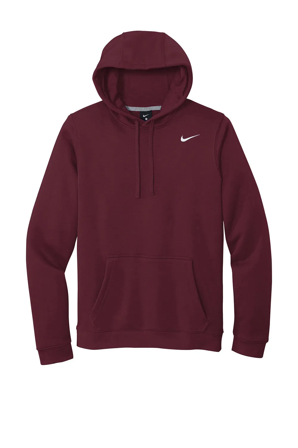 Nike Mens Club Fleece Hooded Sweatshirt Hoodie w/ Pouch Pocket - Dark Maroon