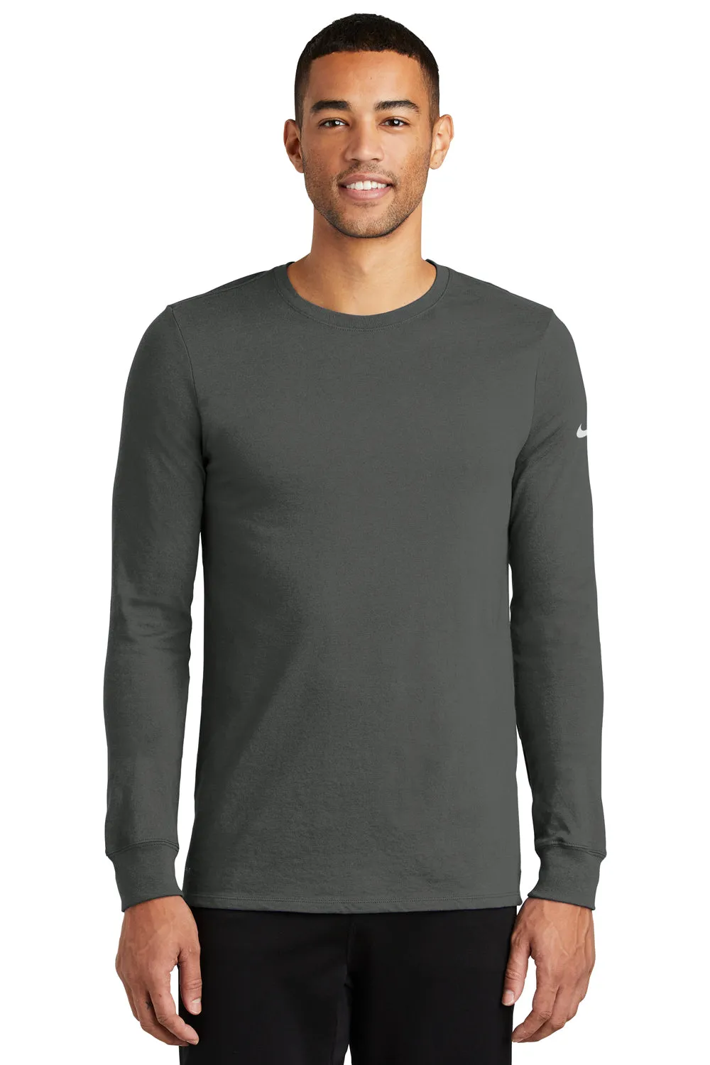 Nike Mens Dri-Fit Moisture Wicking Long Sleeve Crewneck T-Shirt - Anthracite Grey