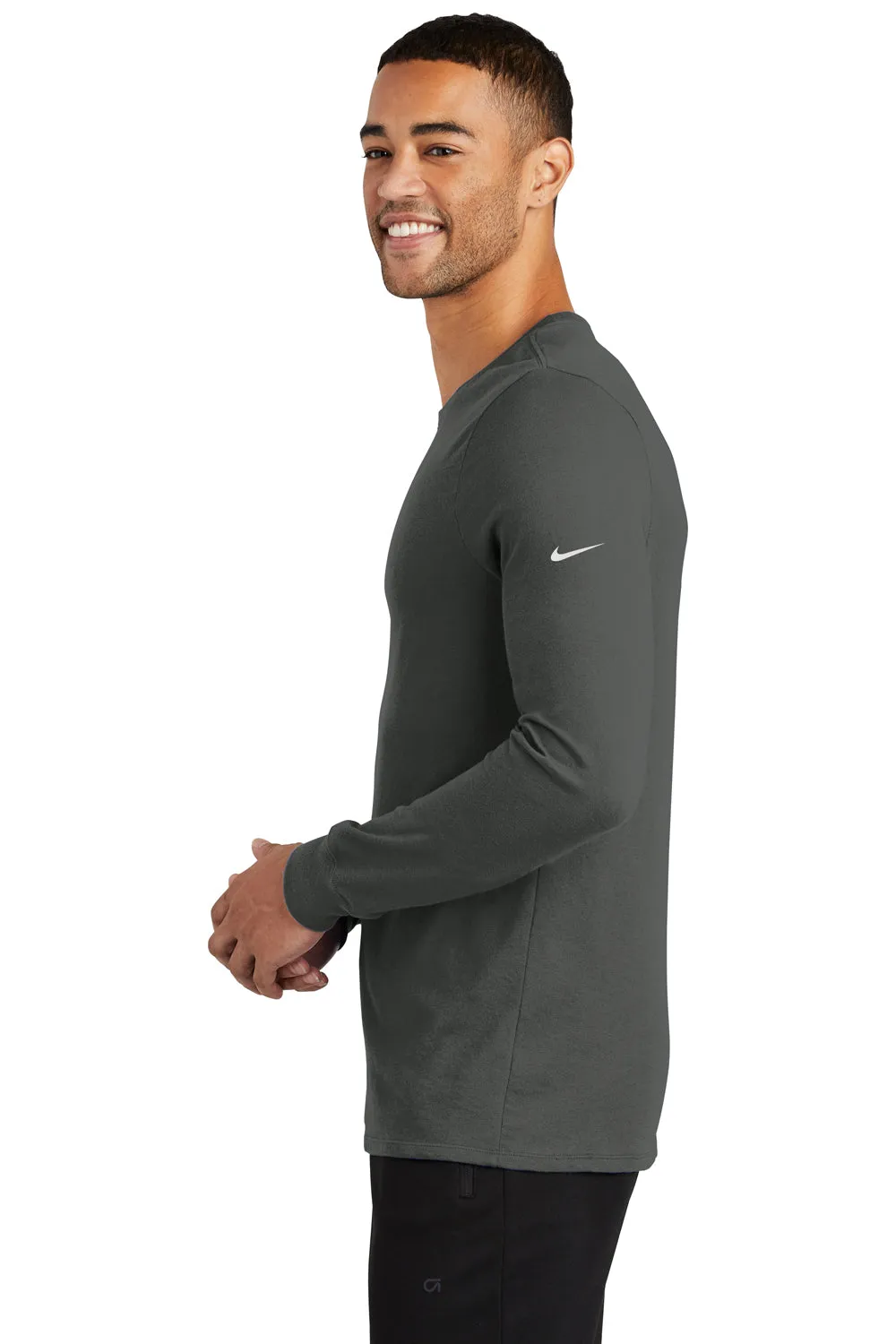 Nike Mens Dri-Fit Moisture Wicking Long Sleeve Crewneck T-Shirt - Anthracite Grey