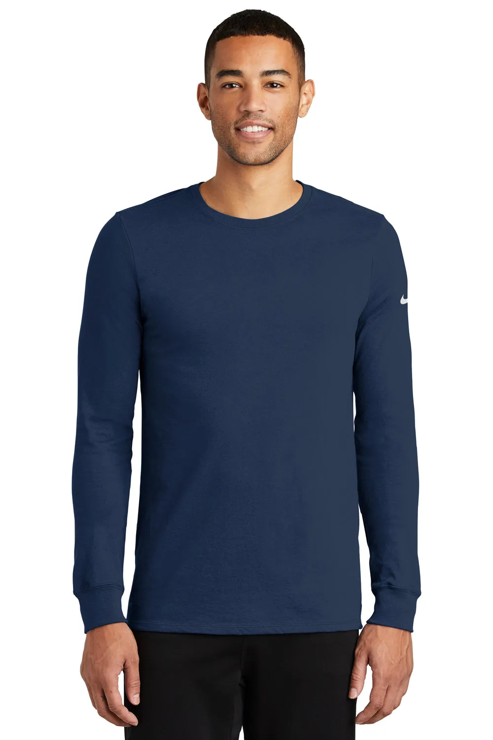 Nike Mens Dri-Fit Moisture Wicking Long Sleeve Crewneck T-Shirt - College Navy Blue