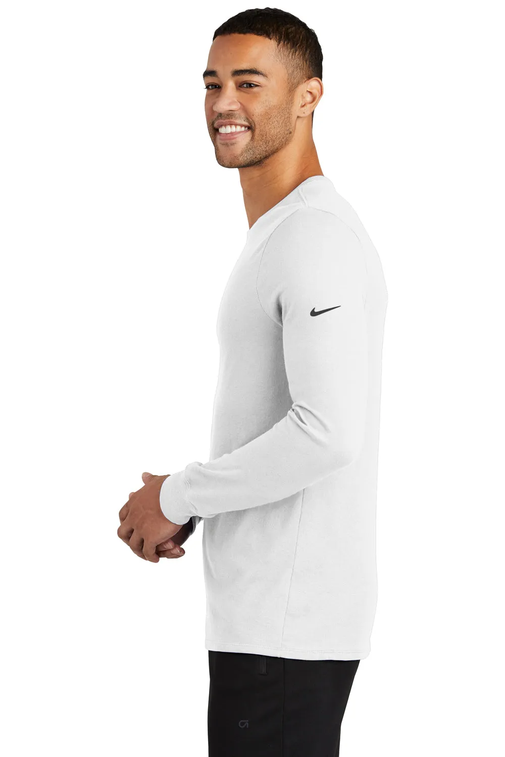 Nike Mens Dri-Fit Moisture Wicking Long Sleeve Crewneck T-Shirt - White