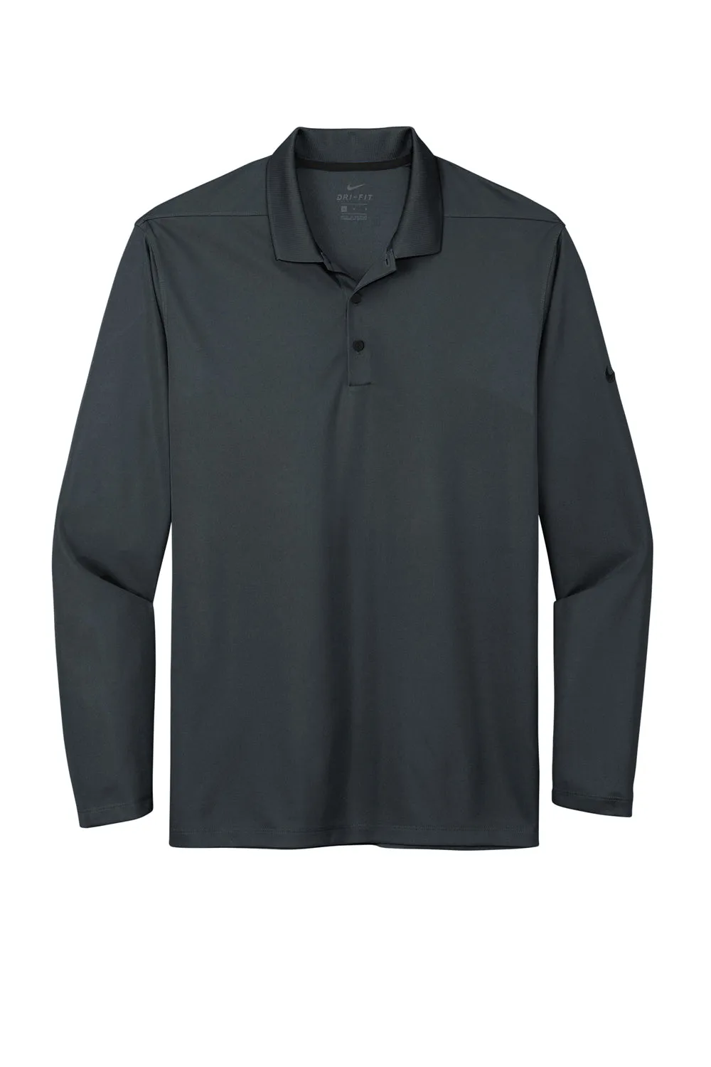 Nike Mens Dri-Fit Moisture Wicking Micro Pique 2.0 Long Sleeve Polo Shirt - Anthracite Grey