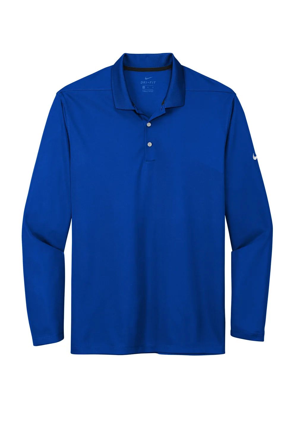Nike Mens Dri-Fit Moisture Wicking Micro Pique 2.0 Long Sleeve Polo Shirt - Game Royal Blue