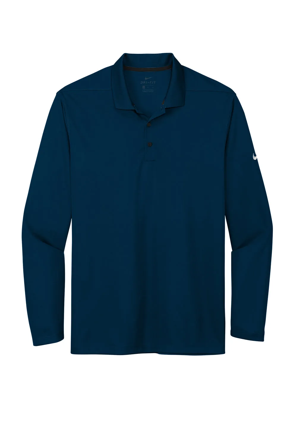 Nike Mens Dri-Fit Moisture Wicking Micro Pique 2.0 Long Sleeve Polo Shirt - Navy Blue