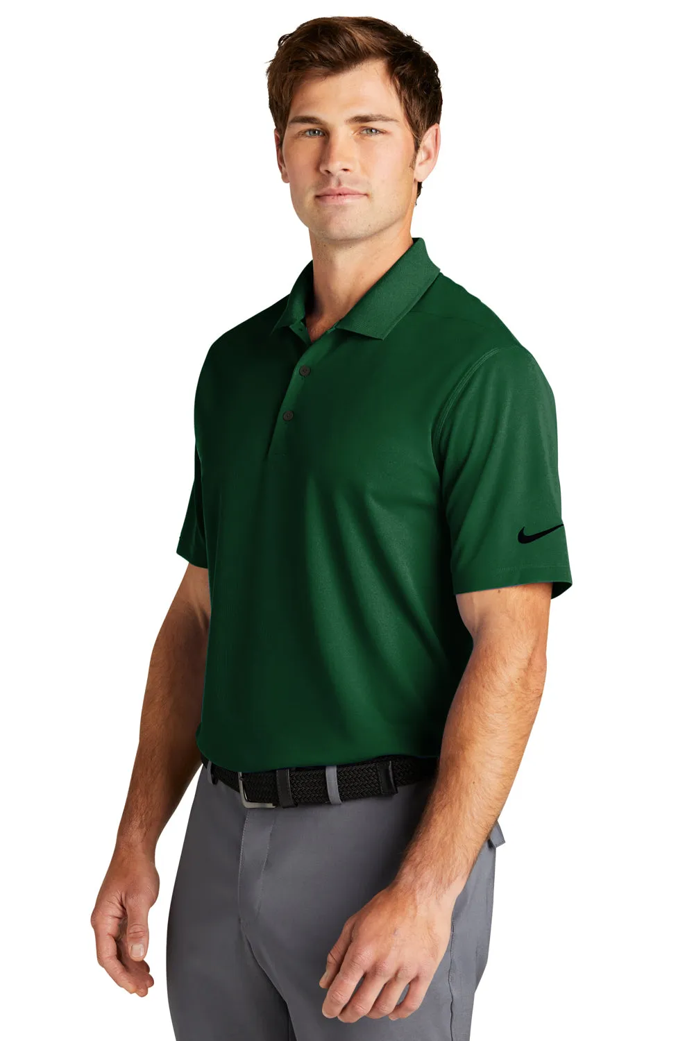 Nike Mens Dri-Fit Moisture Wicking Micro Pique 2.0 Short Sleeve Polo Shirt - Gorge Green