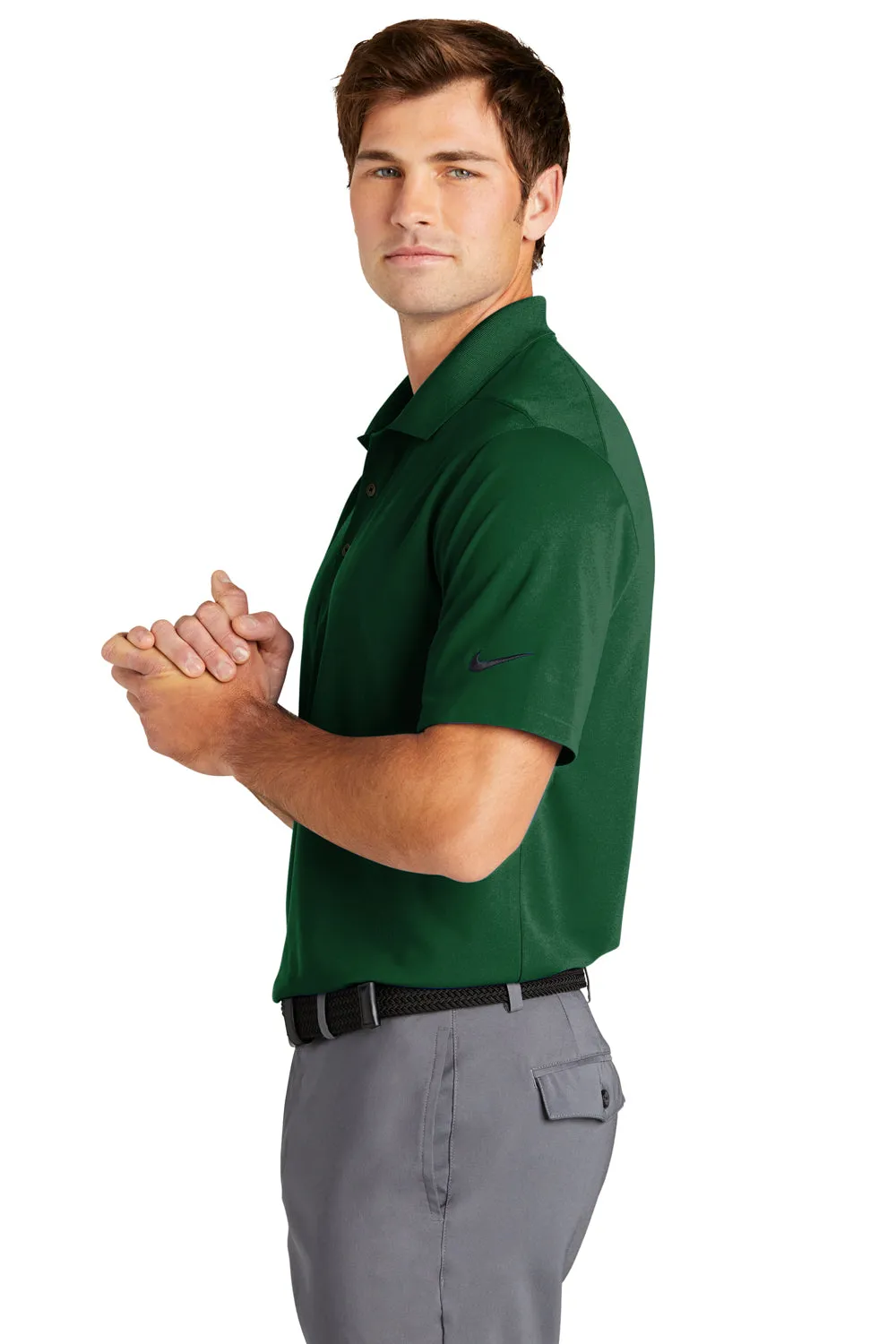Nike Mens Dri-Fit Moisture Wicking Micro Pique 2.0 Short Sleeve Polo Shirt - Gorge Green
