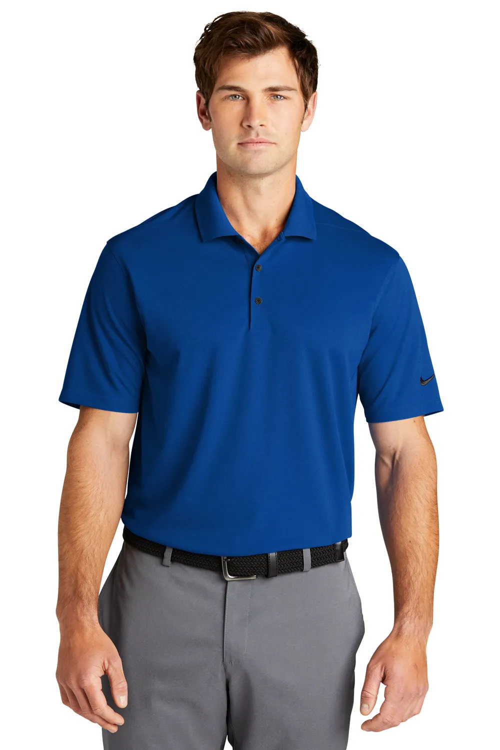 Nike Mens Dri-Fit Moisture Wicking Micro Pique 2.0 Short Sleeve Polo Shirt - Gym Blue