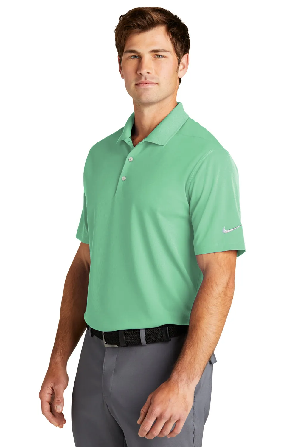 Nike Mens Dri-Fit Moisture Wicking Micro Pique 2.0 Short Sleeve Polo Shirt - Mint Green