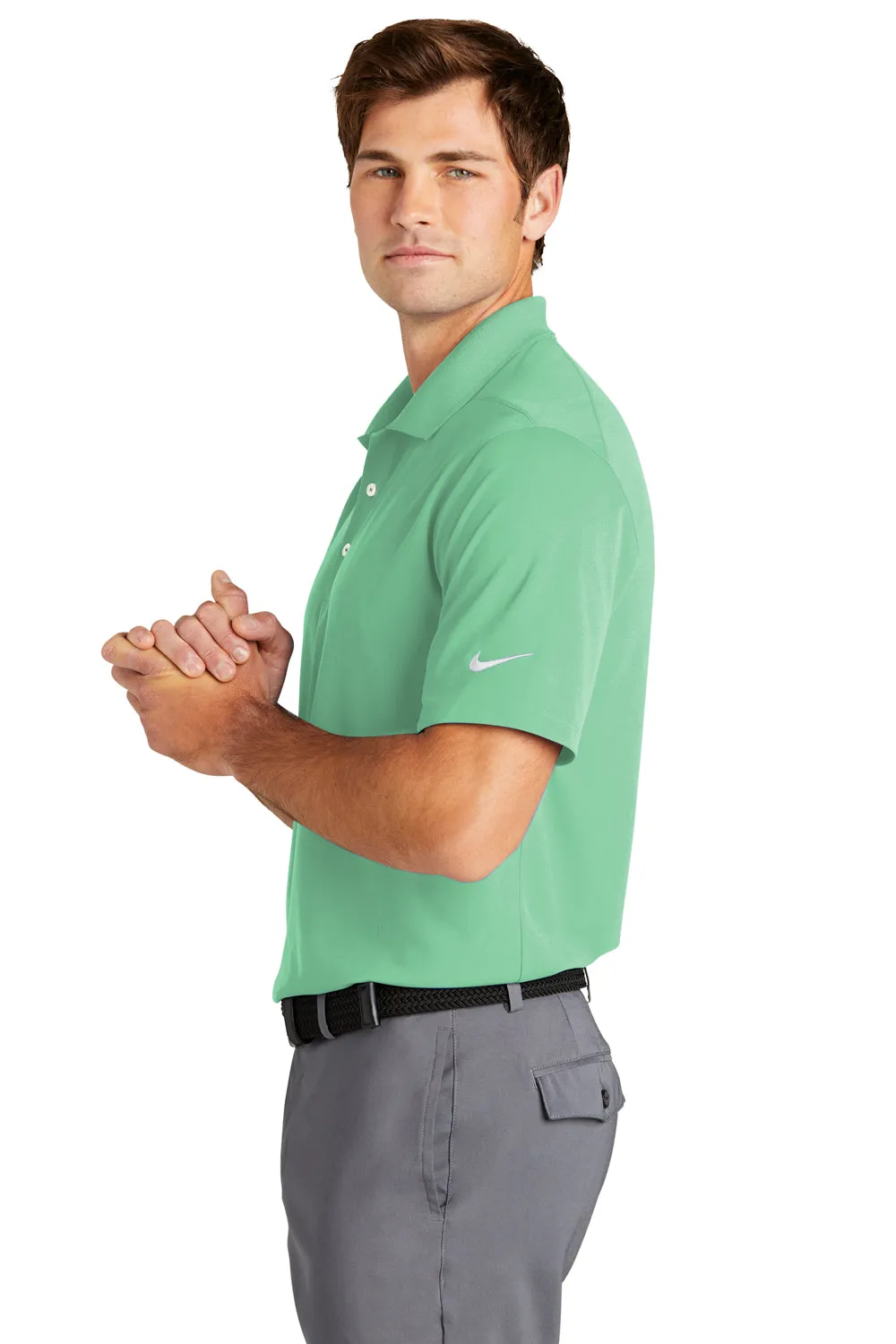 Nike Mens Dri-Fit Moisture Wicking Micro Pique 2.0 Short Sleeve Polo Shirt - Mint Green